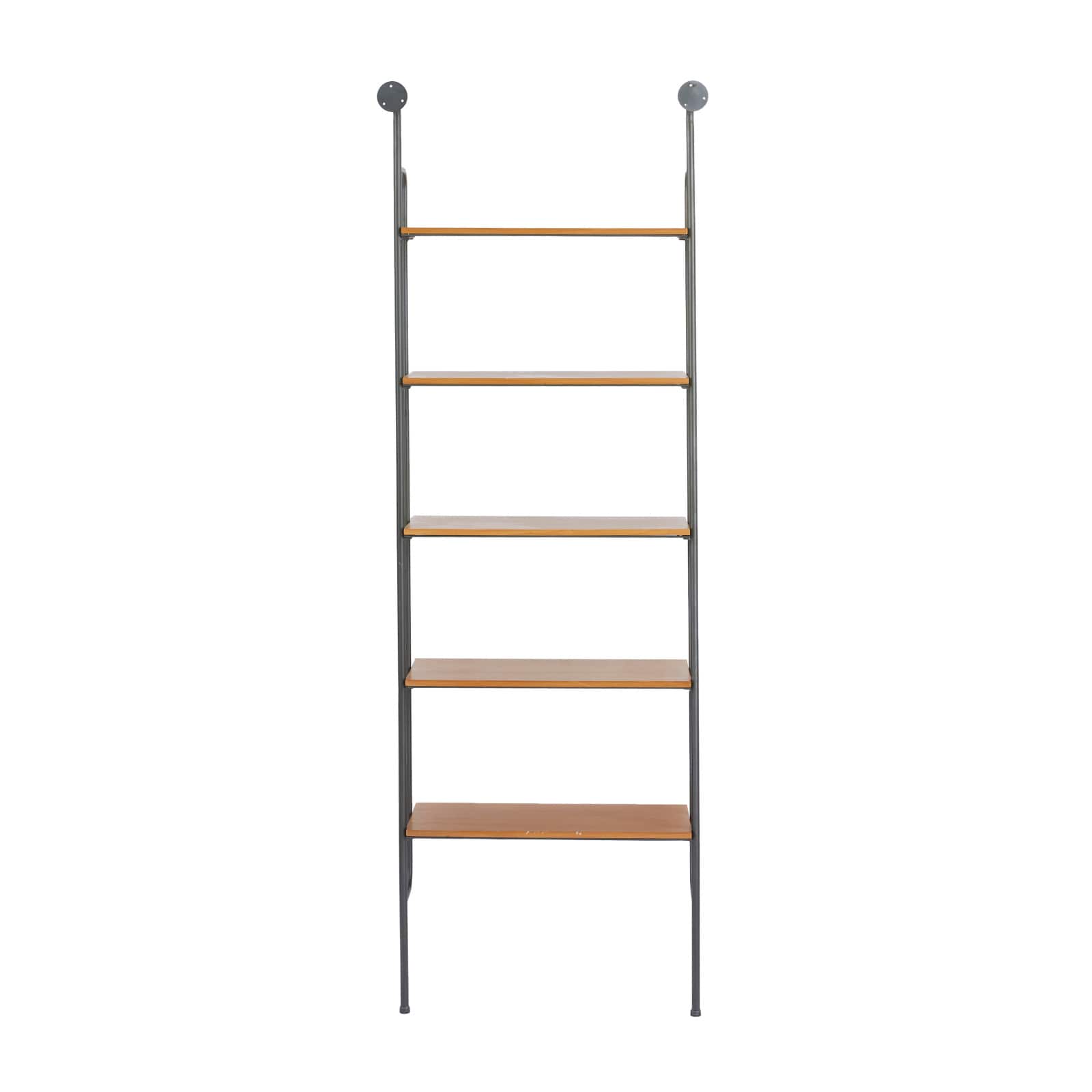 Brown Iron Industrial Wall Shelf, 71" x 23" x 12"