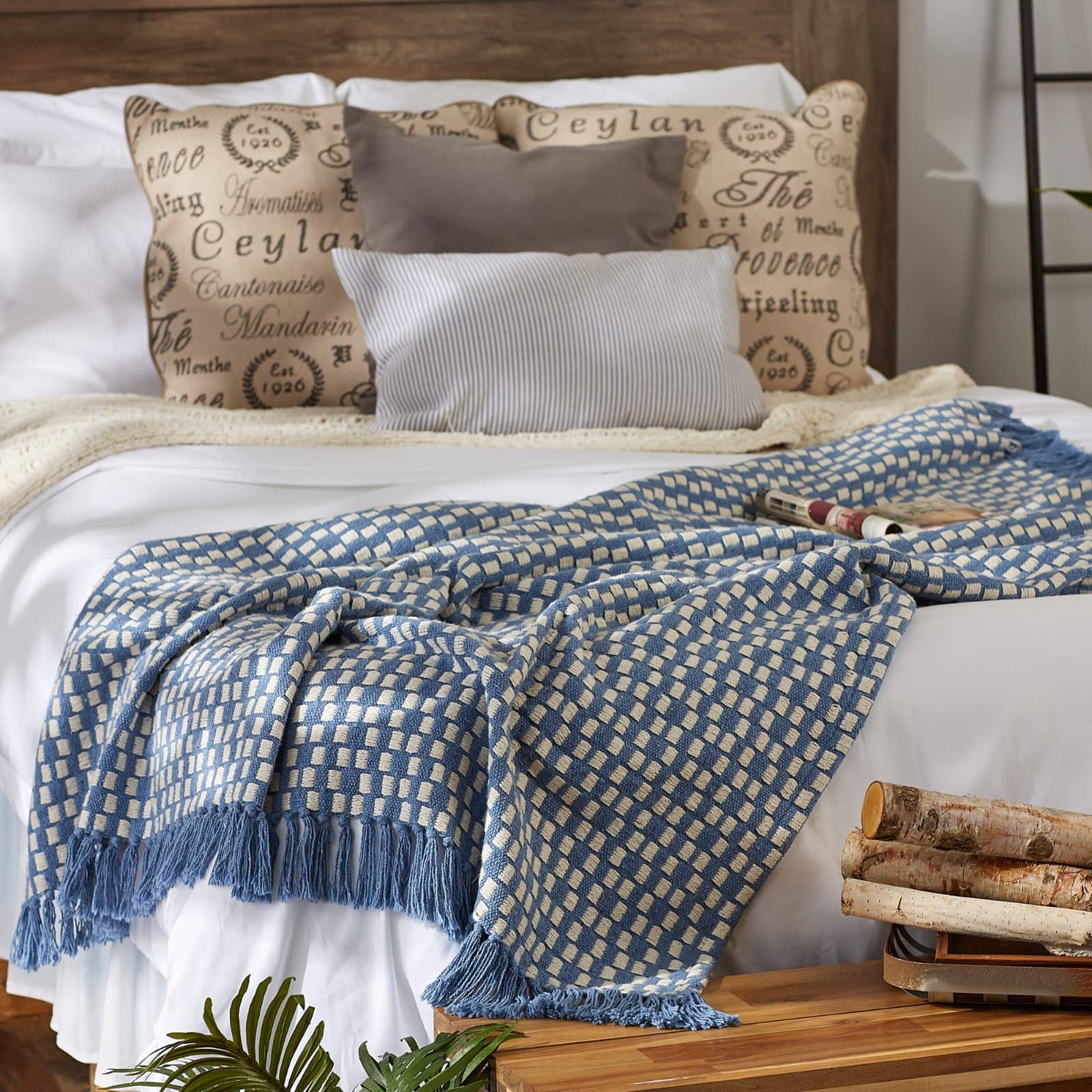DII® Stonewash Blue Urban Check Throw