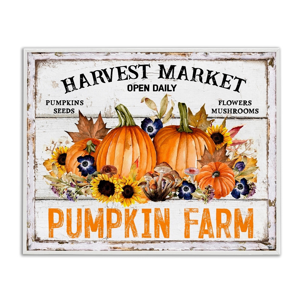 Stupell Industries Pumpkin Farm with Sunflowers Framed Giclee Art