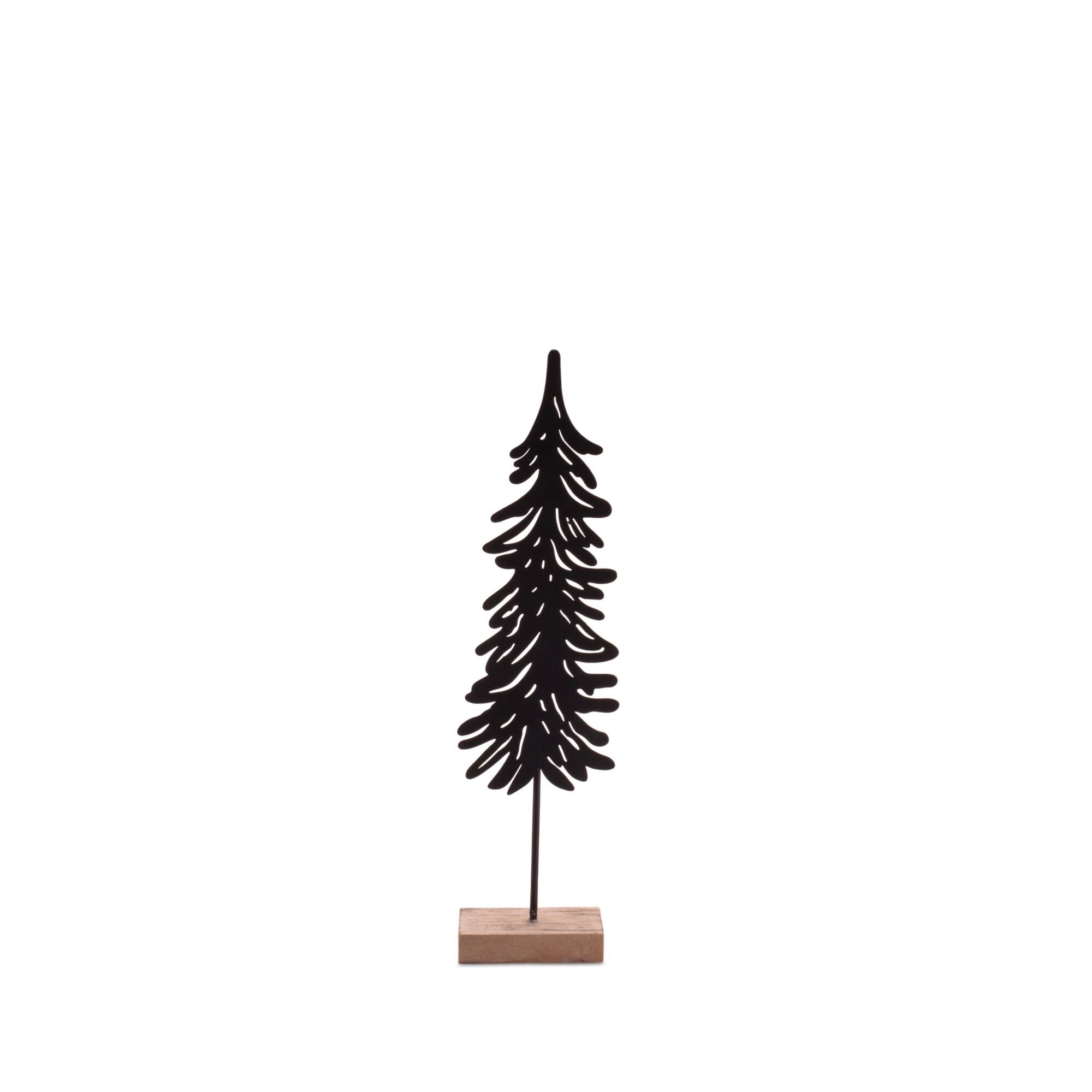 Melrose Cut-Out Metal Pine Tree with Wood Base Set