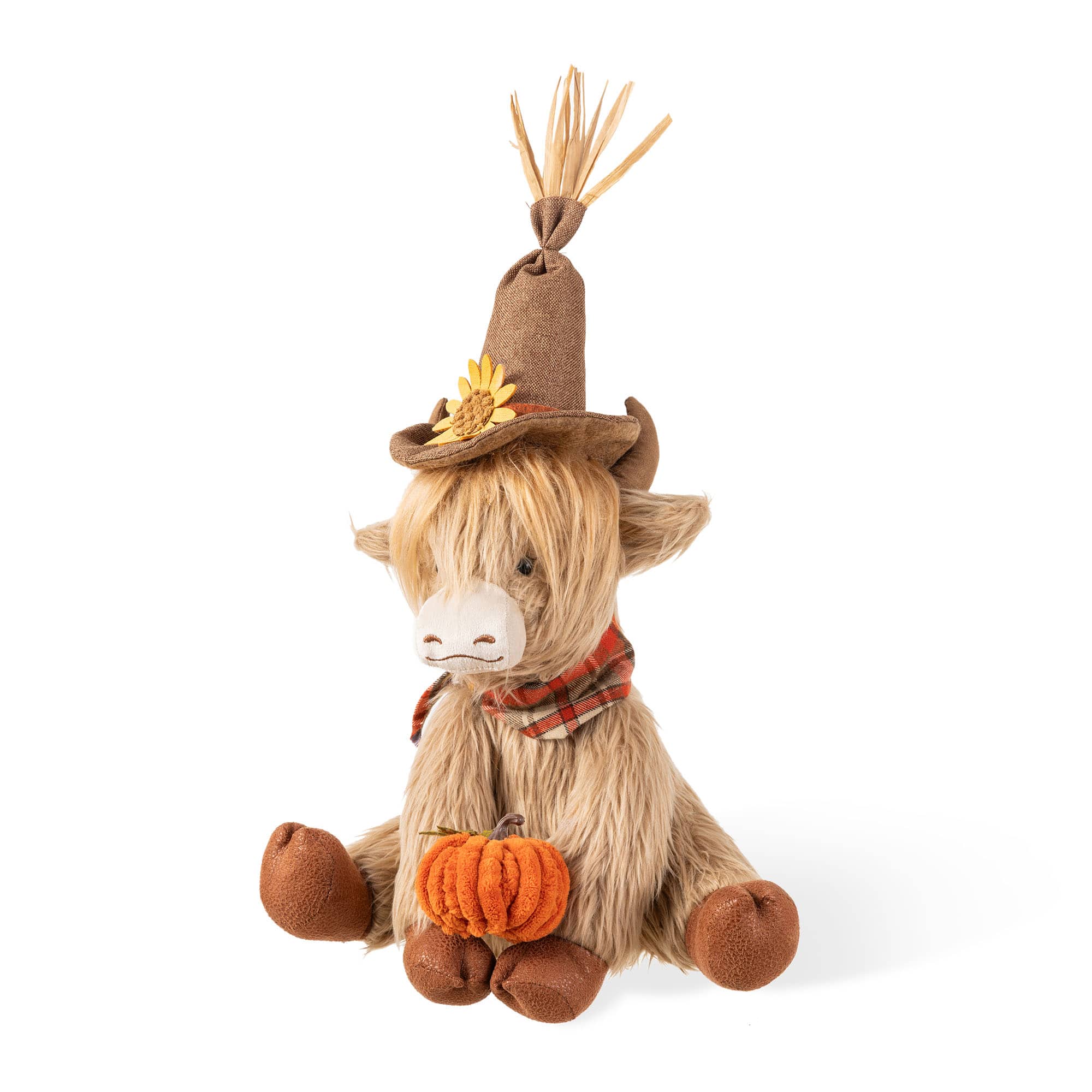 Glitzhome® 17.75" Fall Fabric Highland Cow Shelf Sitter