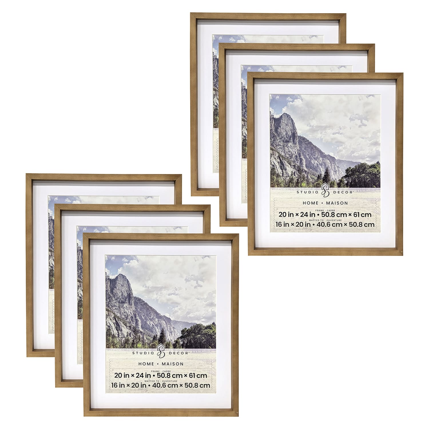 6 Pack: Home Natural Walnut Stain Wood Frame with Mat by Studio Décor®