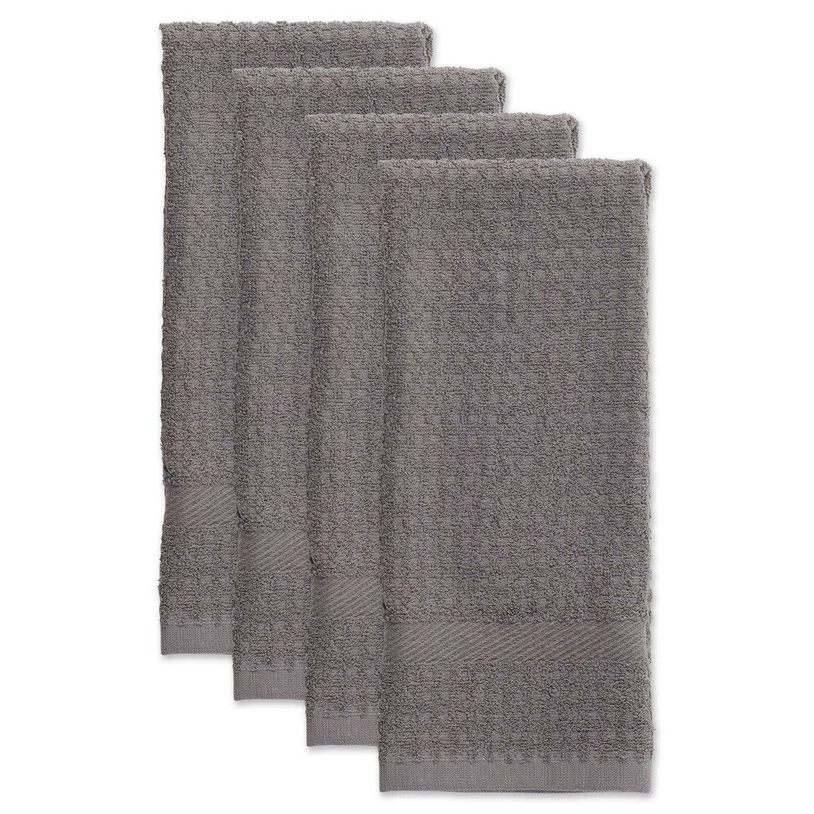 DII® Solid Gray Waffle Terry Dishtowel, 4ct.