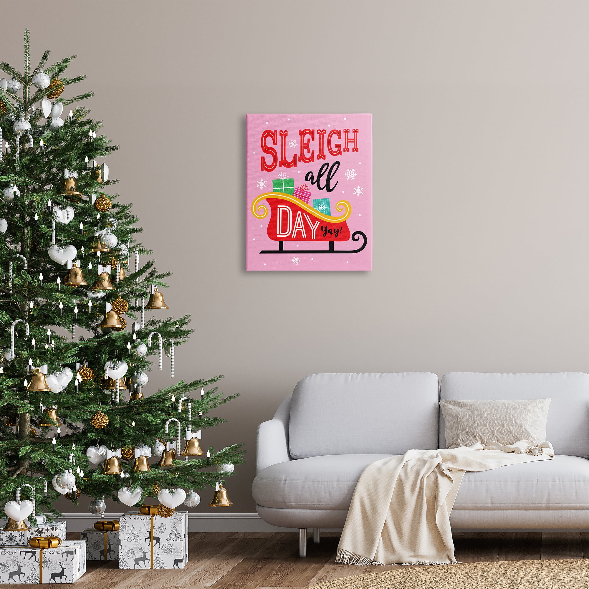 Stupell Industries Sleigh All Day Bold Gift Sled Canvas Wall Art