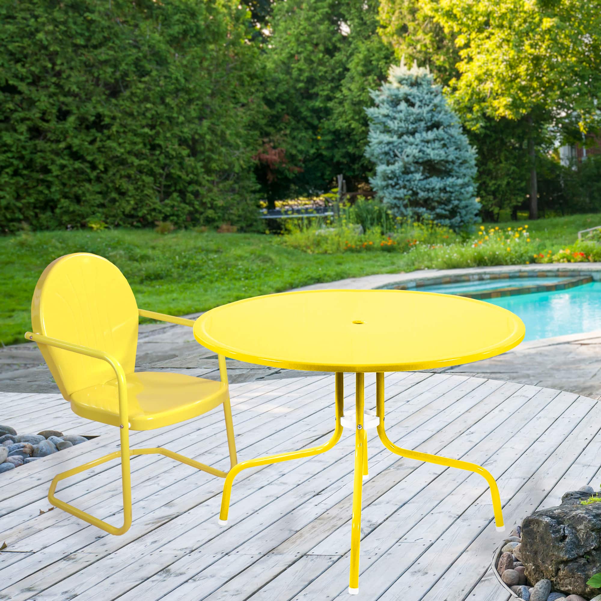 39" Outdoor Retro Metal Tulip Dining Table