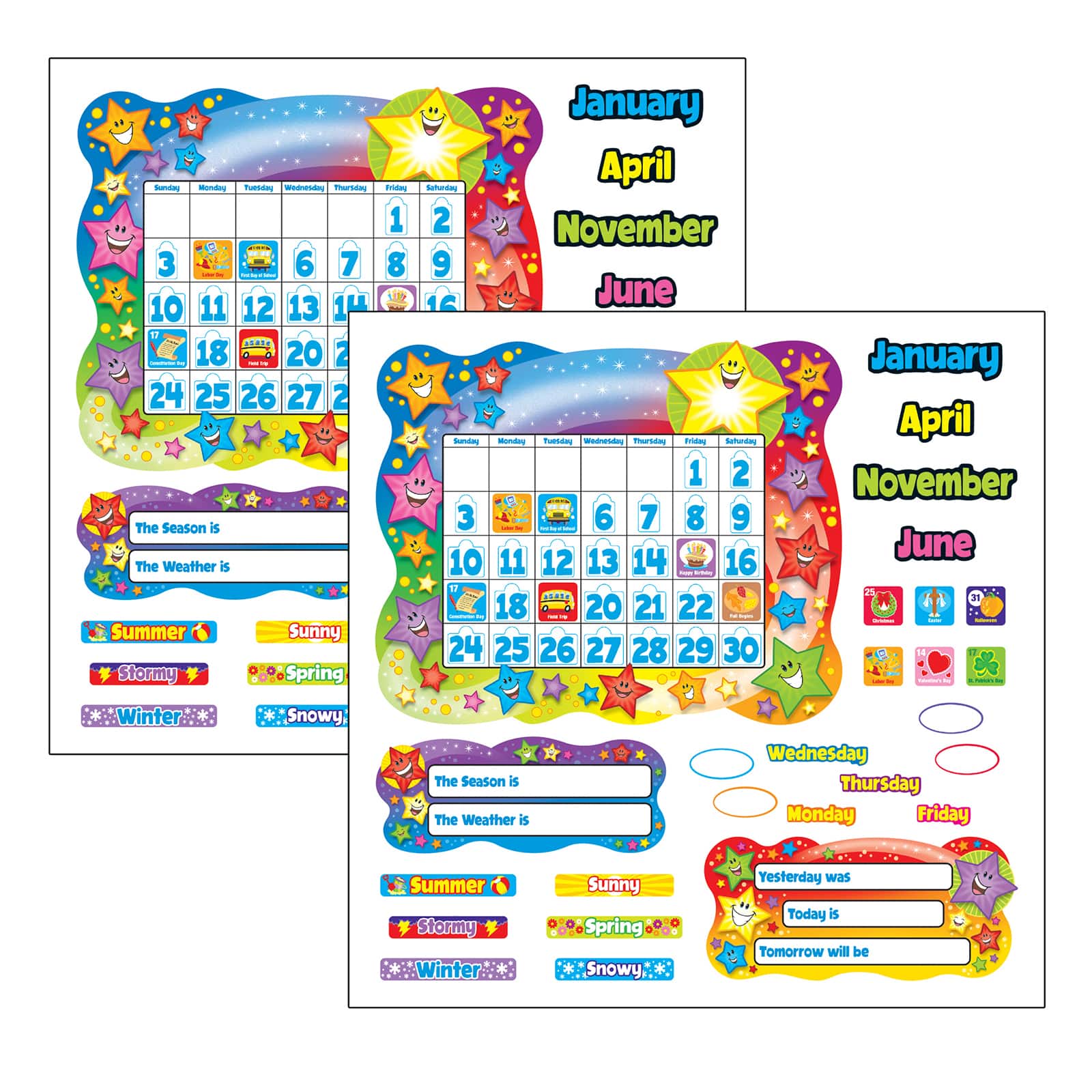 TREND Enterprises® Star Calendar Bulletin Board Set, 2 Sets