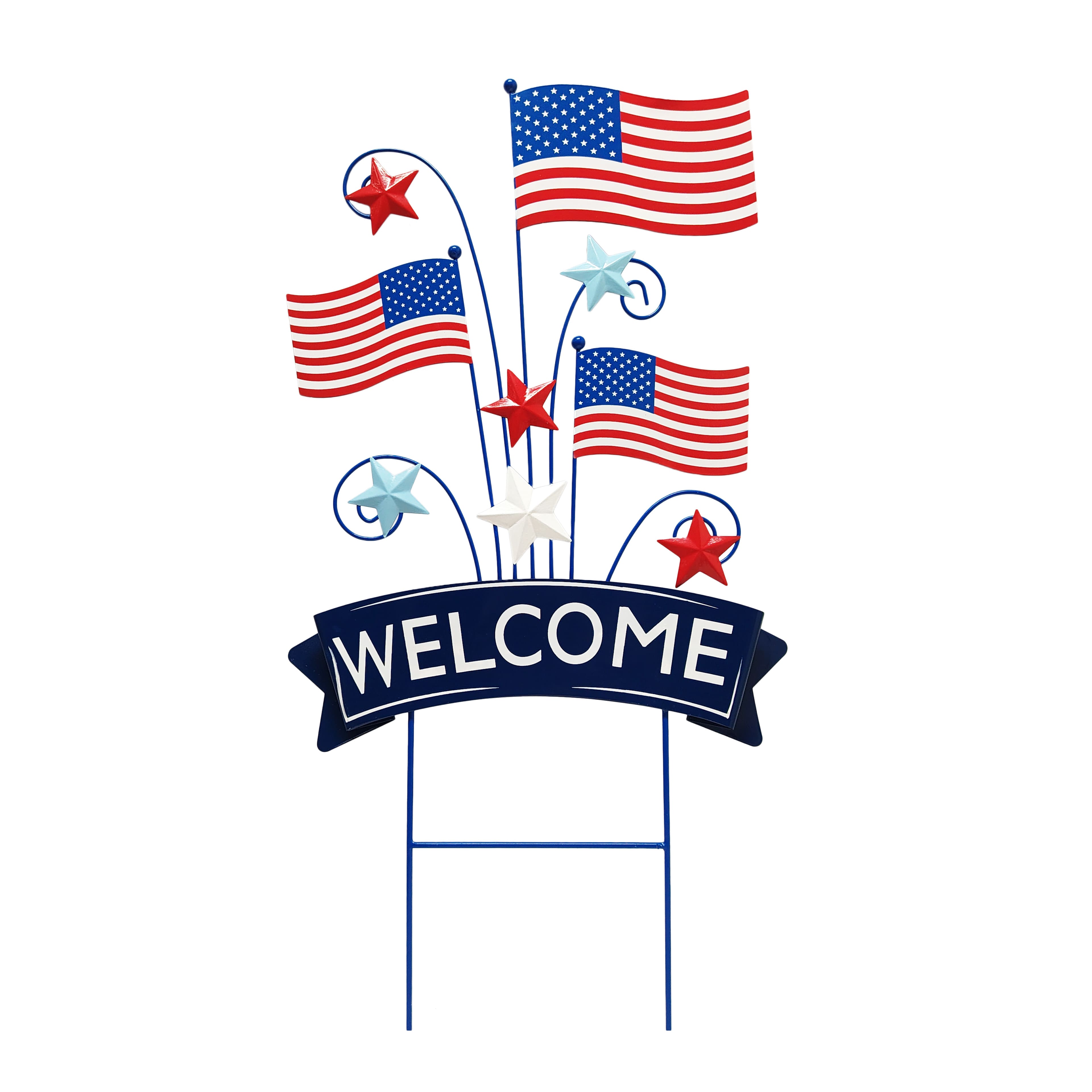 Red, White & Blue 32" Welcome Stars & Stripes Metal Yard Stake by Celebrate It™