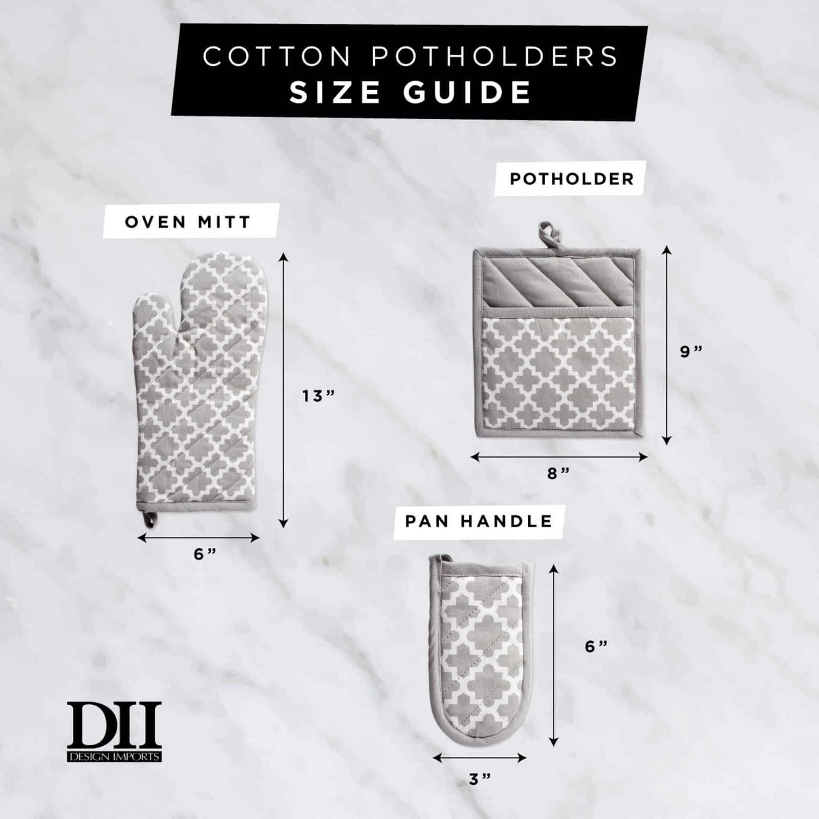 DII® Damask Oven Mitt & Potholder Set