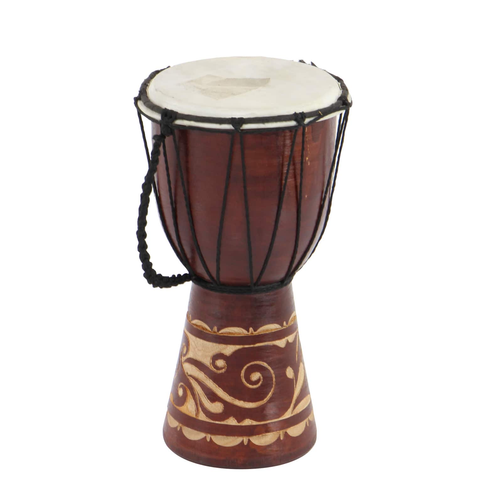 12" Brown Eclectic Mahogany Drum Sculpture