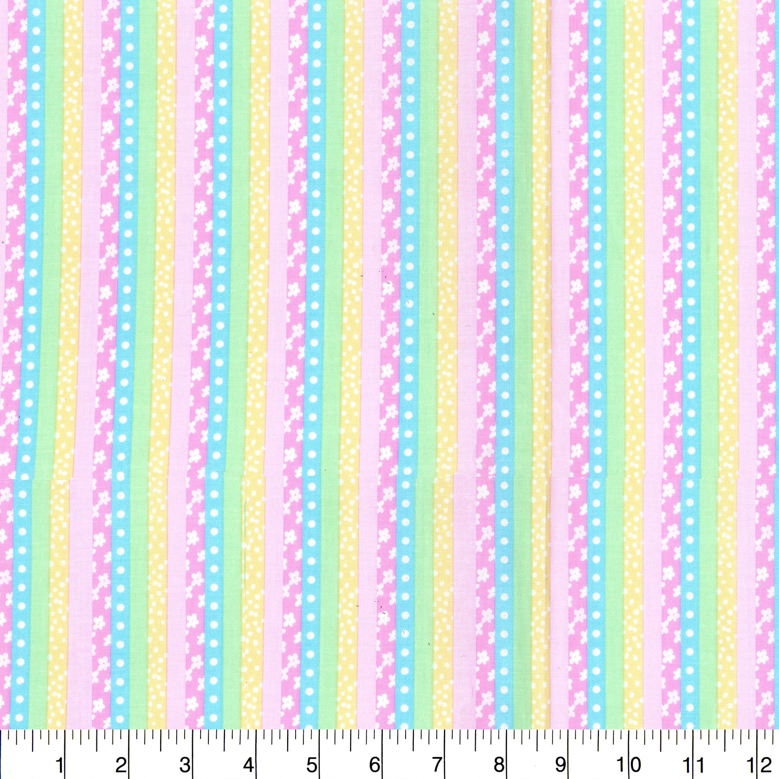 Fabric Traditions Pink Flower Stripe Cotton Fabric