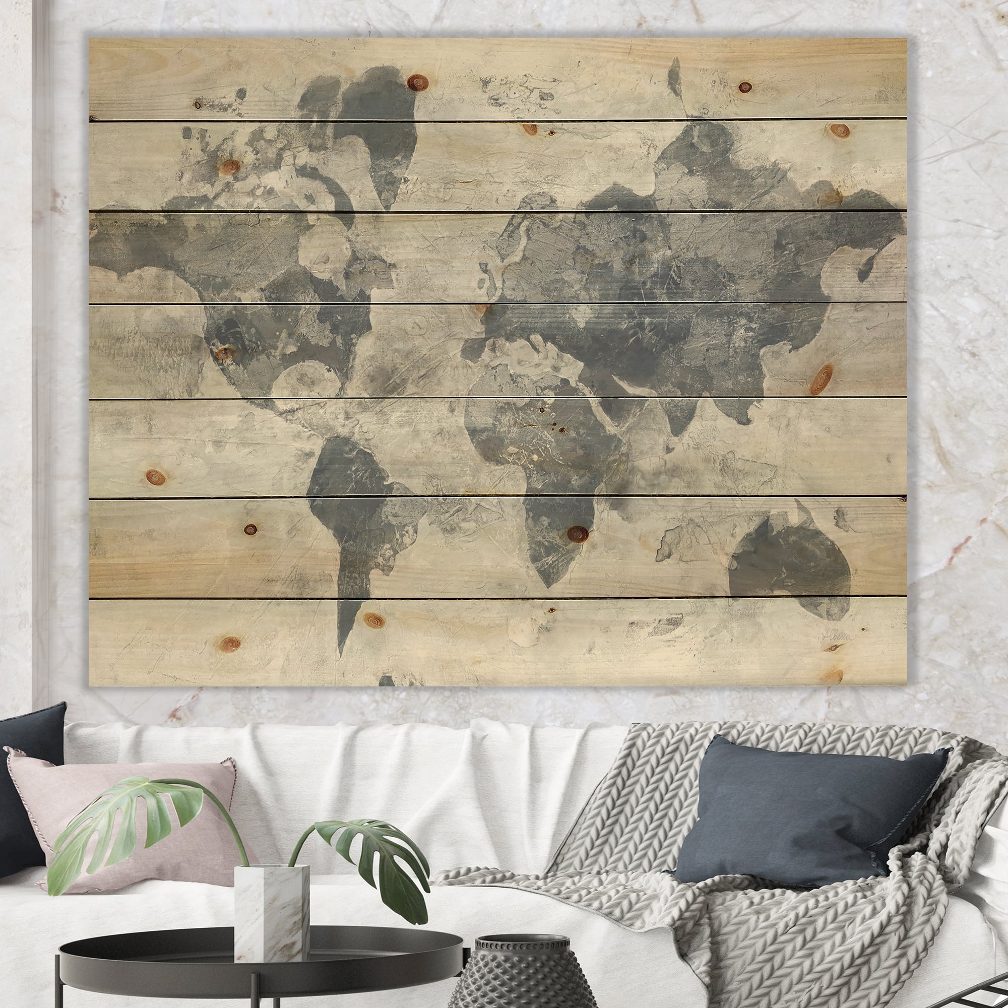 Designart - Golden Grey World Neutral