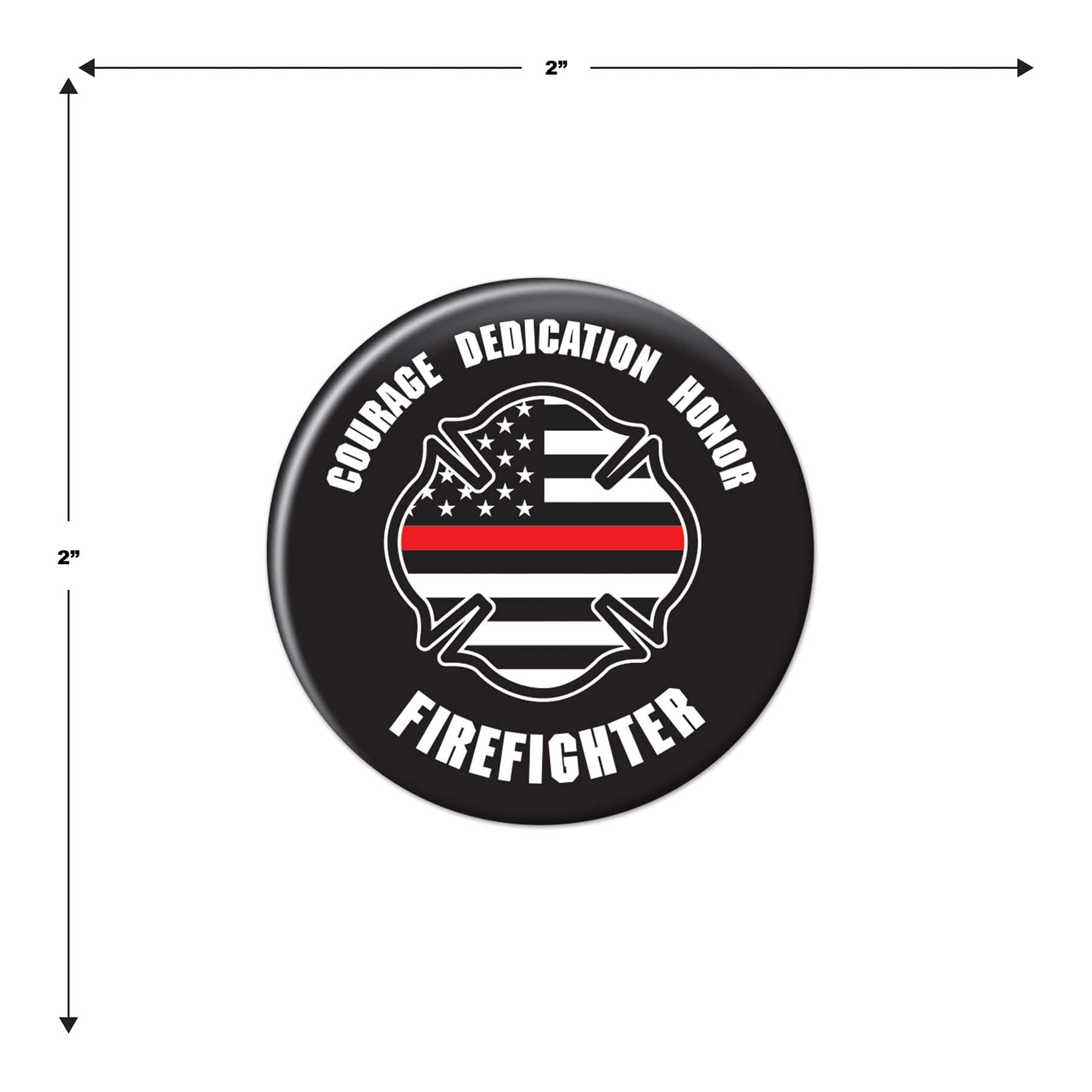 Beistle 2" Red Stripe Courage Dedication Honor Firefighter Buttons, 6ct.
