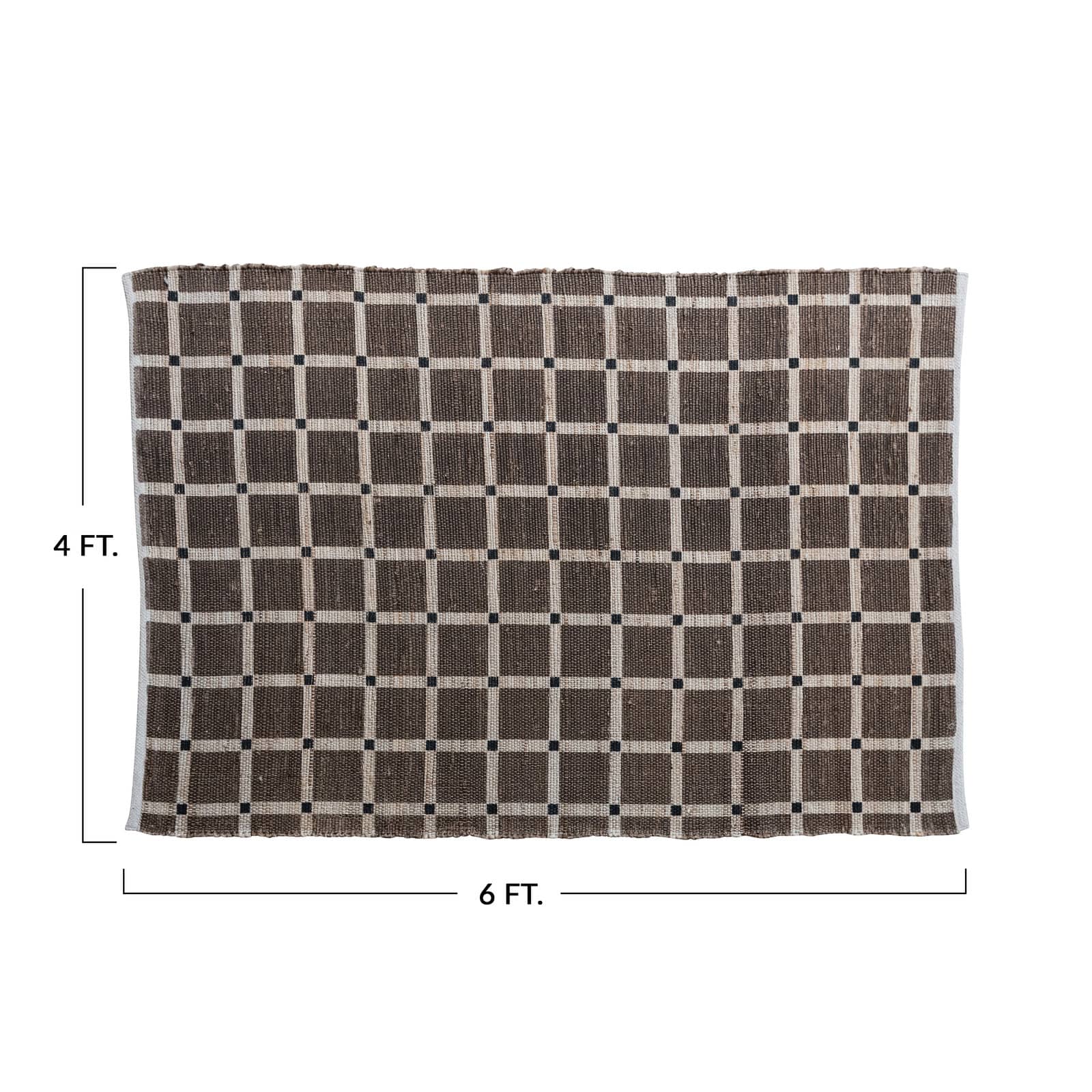 Hello Honey® Cotton and Jute Printed Rug with Grid Pattern