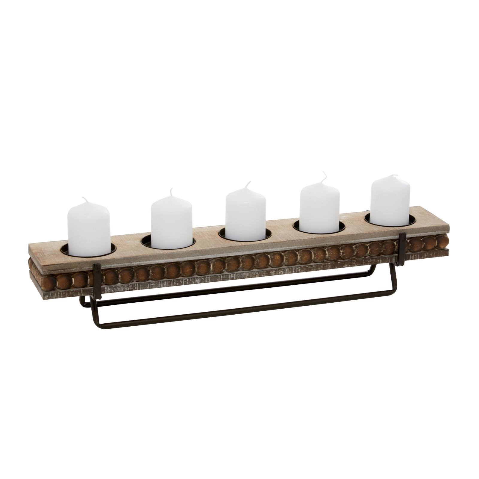 24" Brown Wood Natural Candlestick Holder