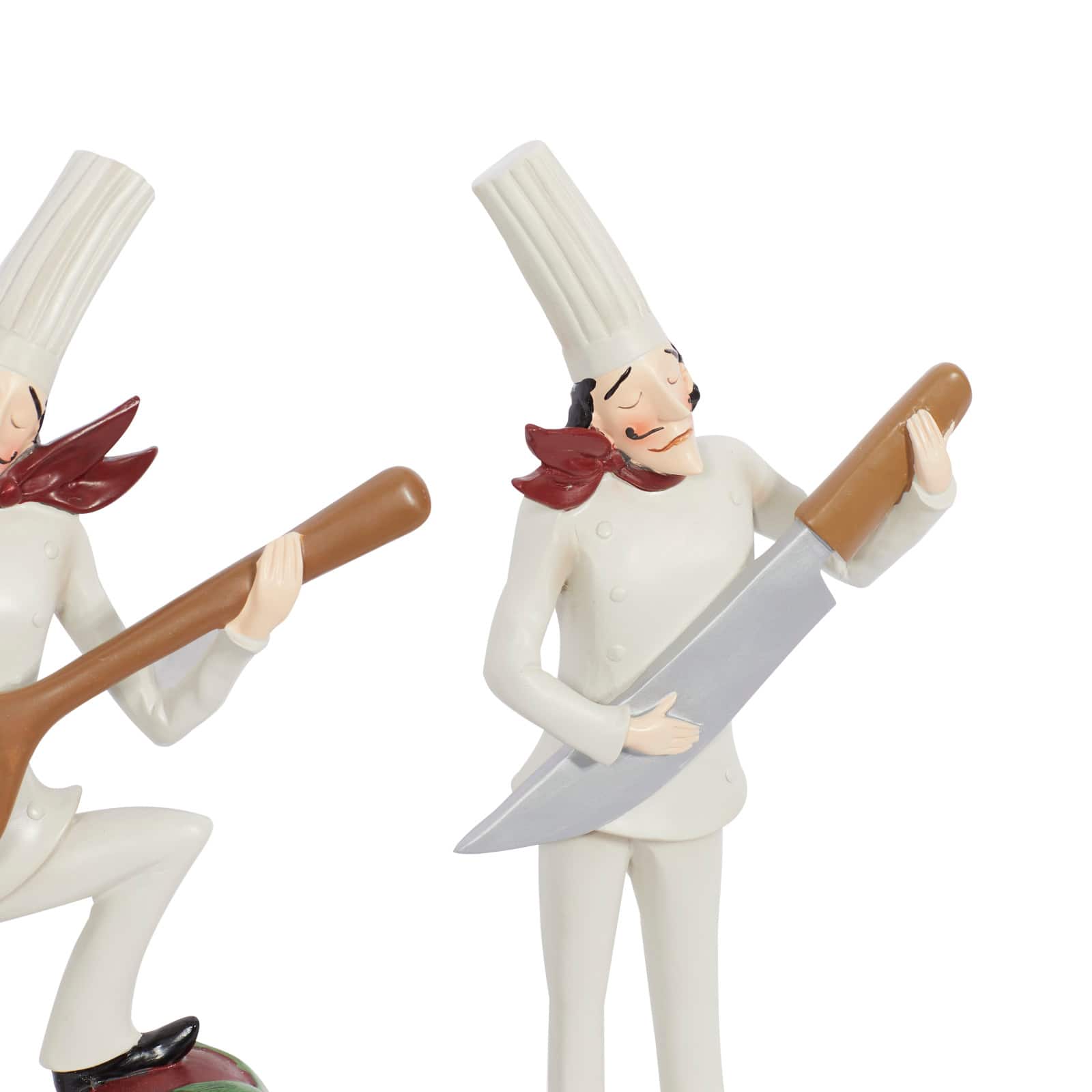 White Polystone Traditional Chef Sculptures, Set of 3