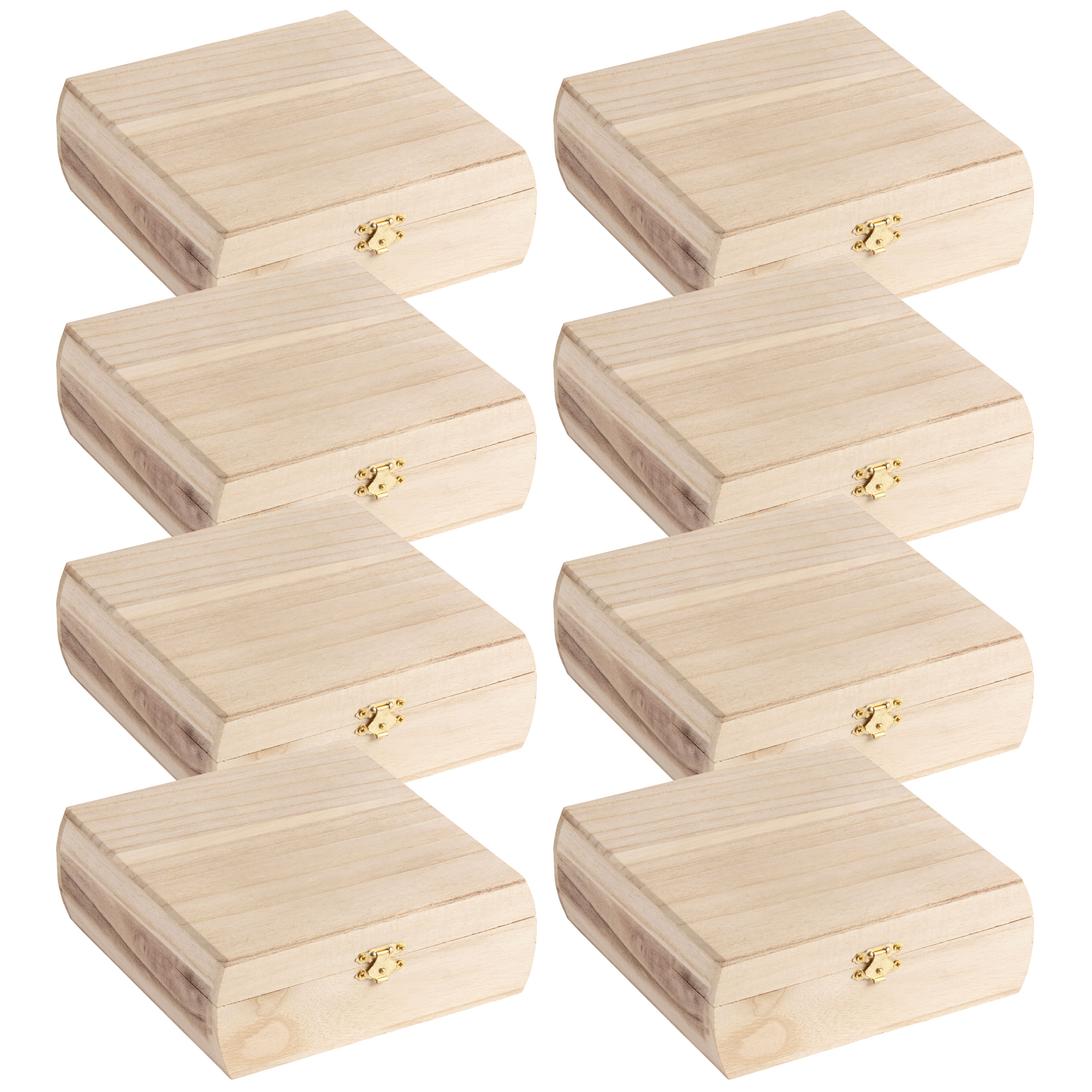 8 Pack: 7.5" Curved Wood Trinket Box by Make Market®