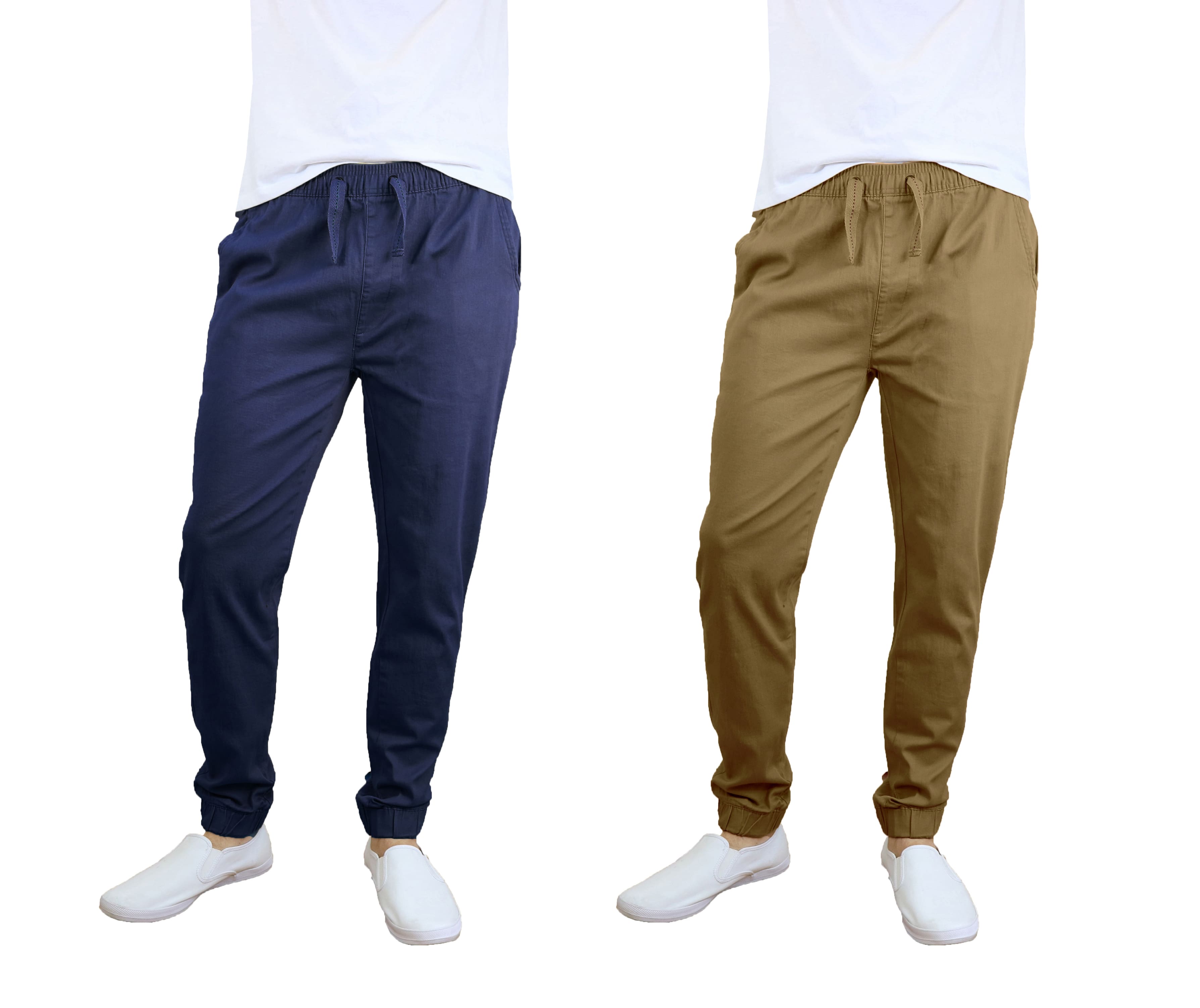 Galaxy By Harvic Slim Fit Basic Stretch Twill Men's Joggers 2 Pack