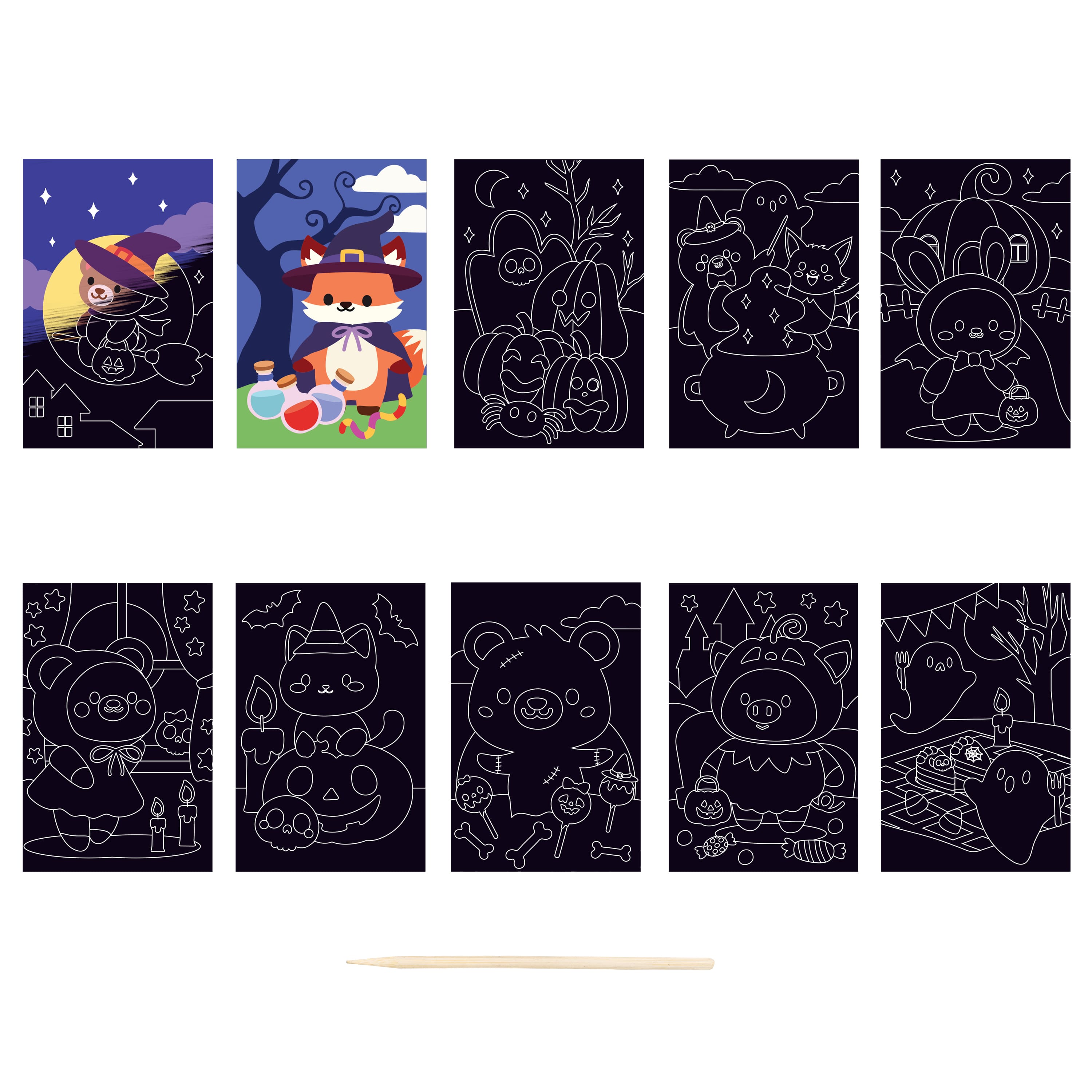 Halloween Mini Bear Witch Scratch Art Pad by Little Yellow Bicycle®