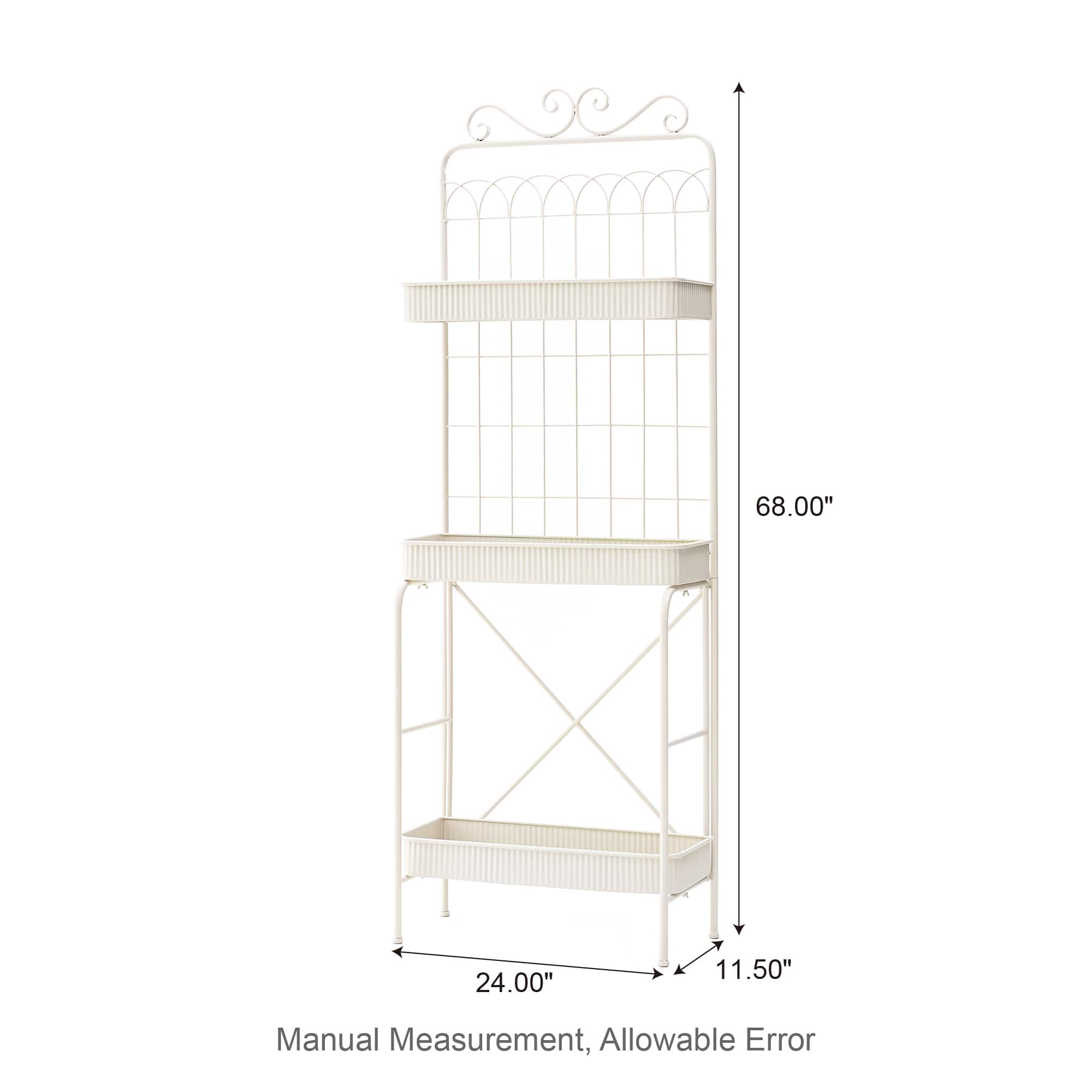 Glitzhome® 68" 3-Tier White Metal Shelf Planter Stand