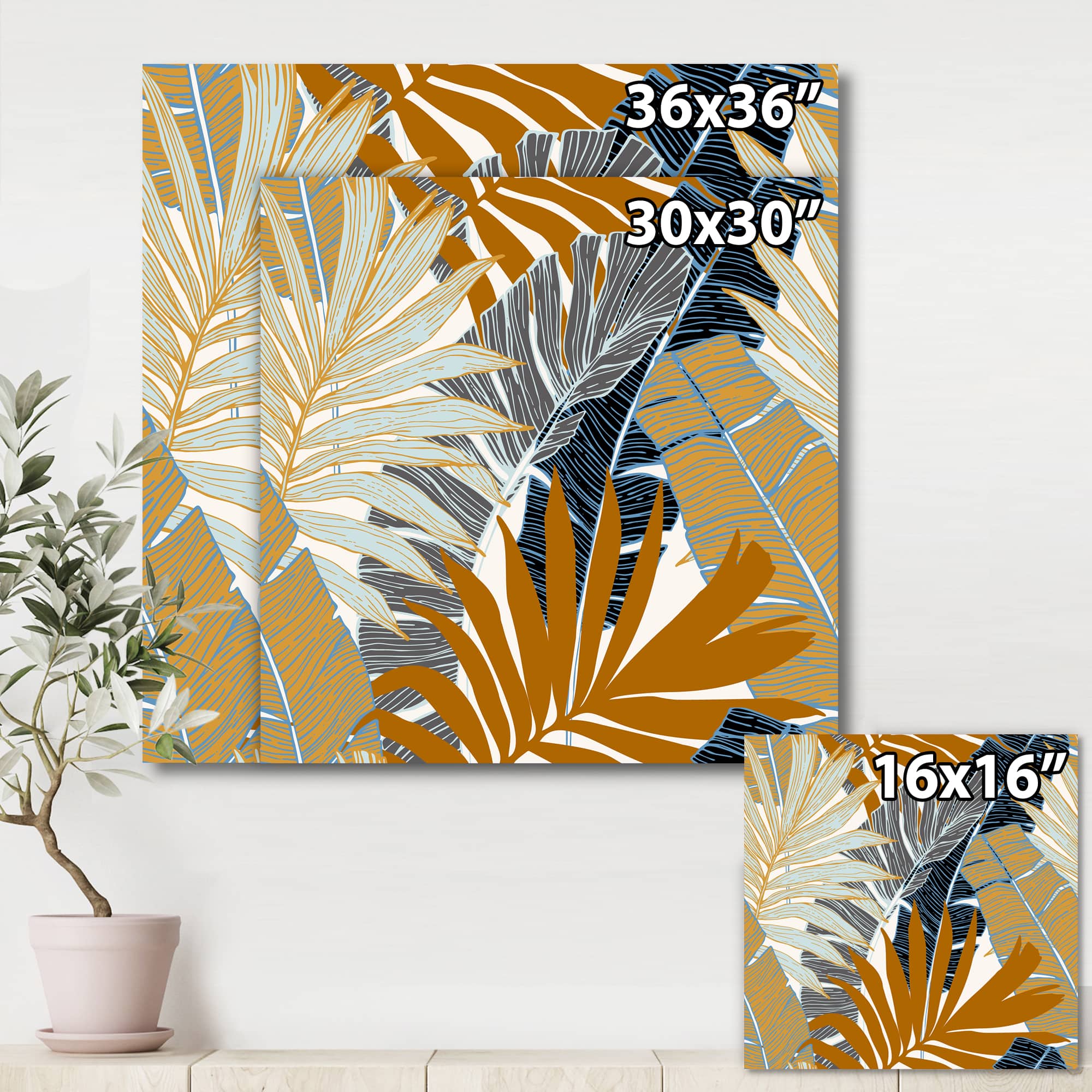 Designart - Abstract Tropical Summer Palm Tree & Banana Leaves