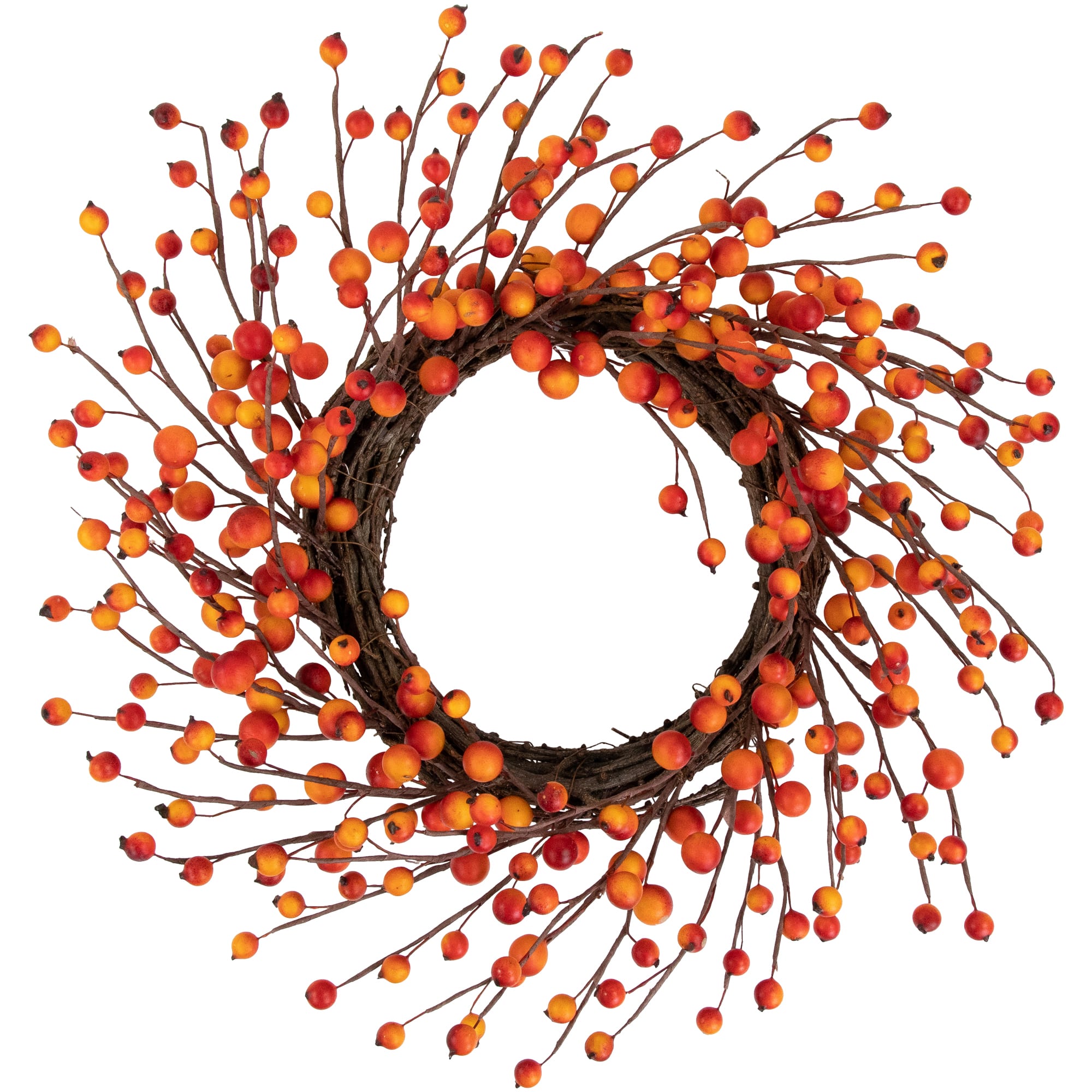 14" Unlit Autumn Harvest Artificial Orange & Red Berry Wreath