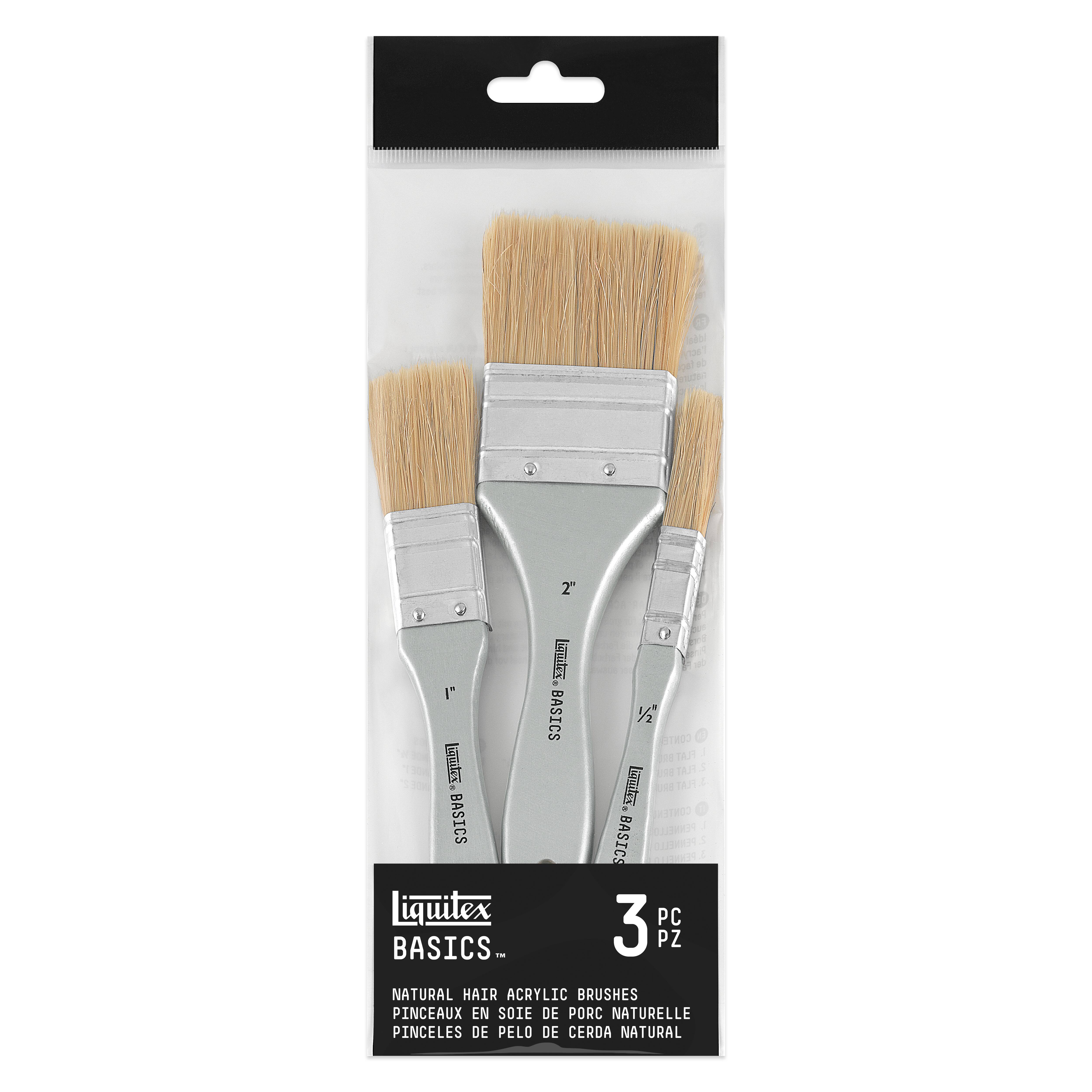 Liquitex® BASICS® Natural Hair 3 Piece Flat Brush Set