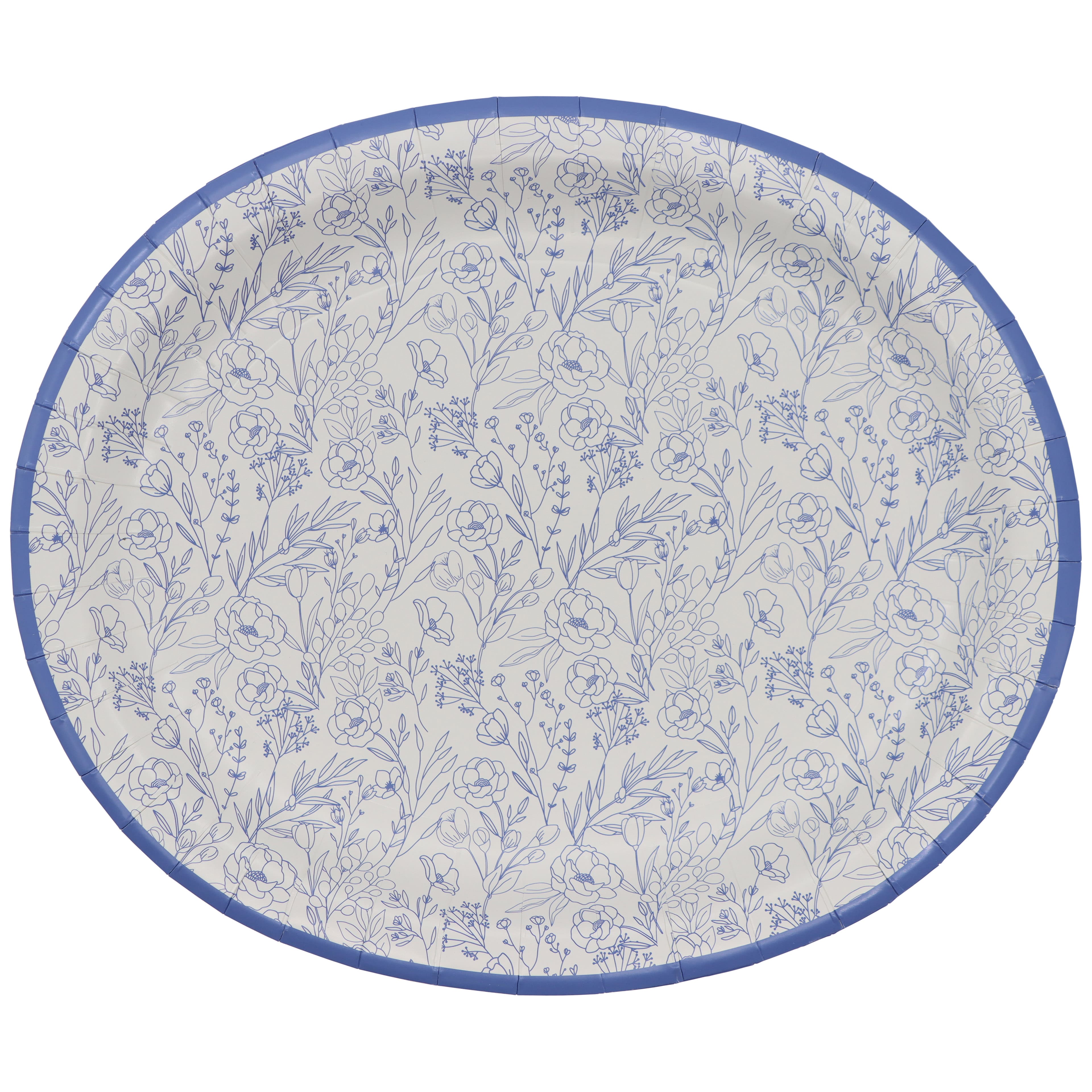 Next Chapter 12.25" Blue & White Floral Oval Paper Plates, 10ct. by Celebrate It™