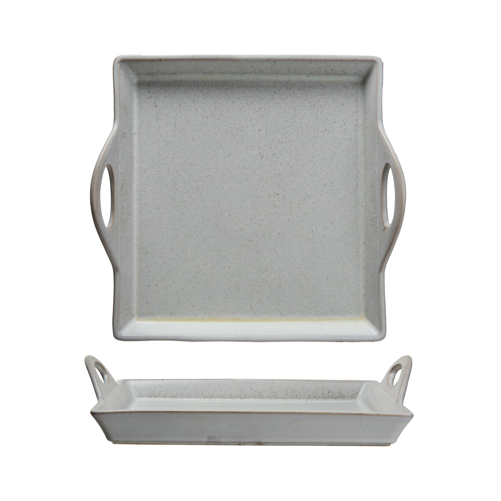 Hello Honey® 16.5" White Antique Elegance Stoneware Serving Tray with Handles
