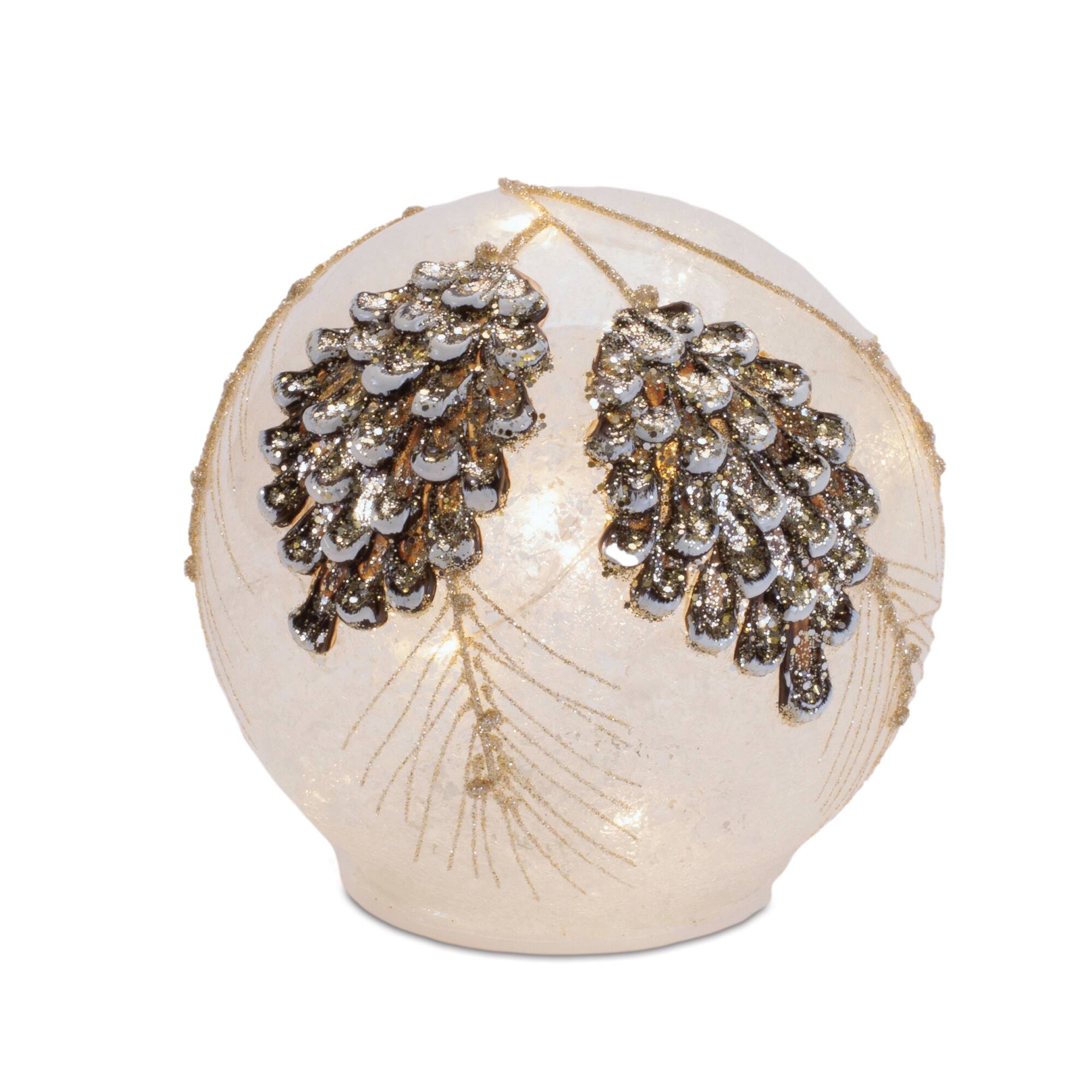 Melrose LED Frosted Pinecone Globe Set