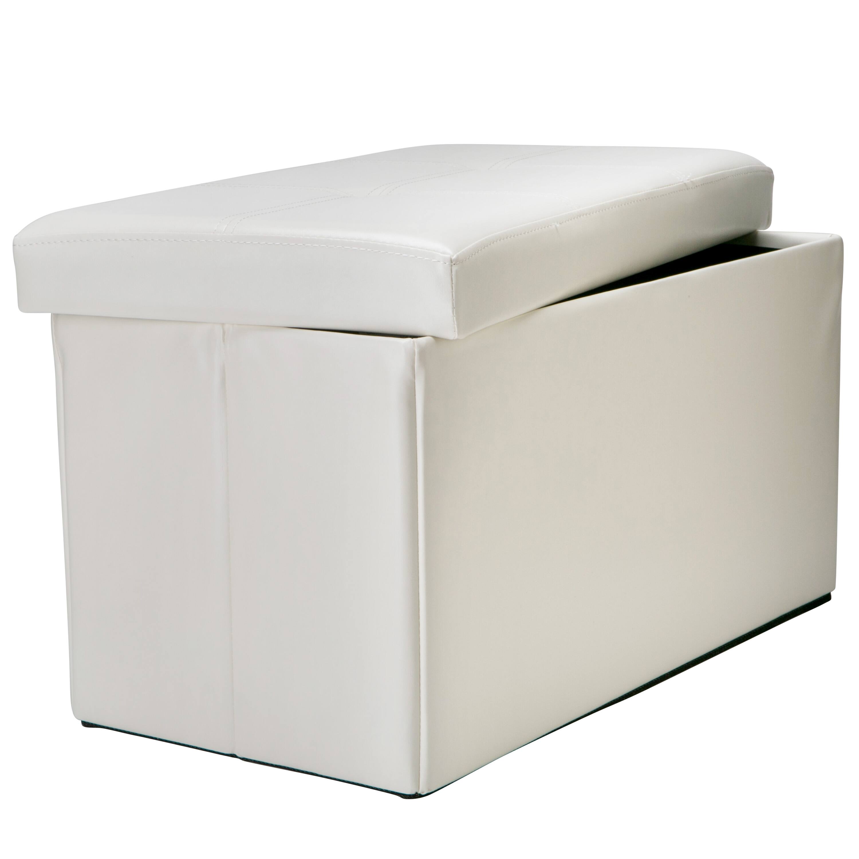 Simplify Faux Leather Double Folding Storage Ottoman