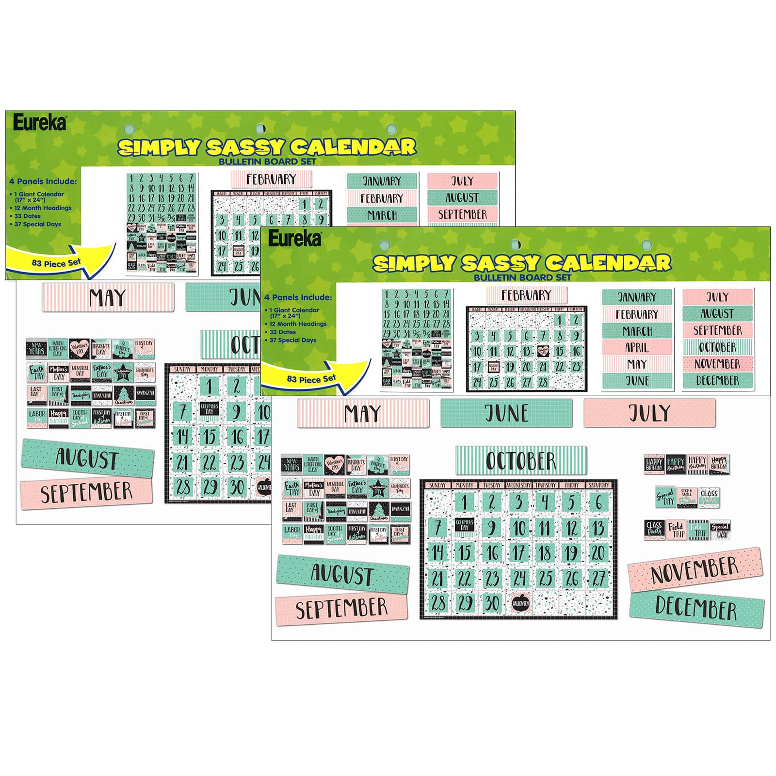 Eureka® Simply Sassy Calendar Bulletin Board Set, 2 Sets