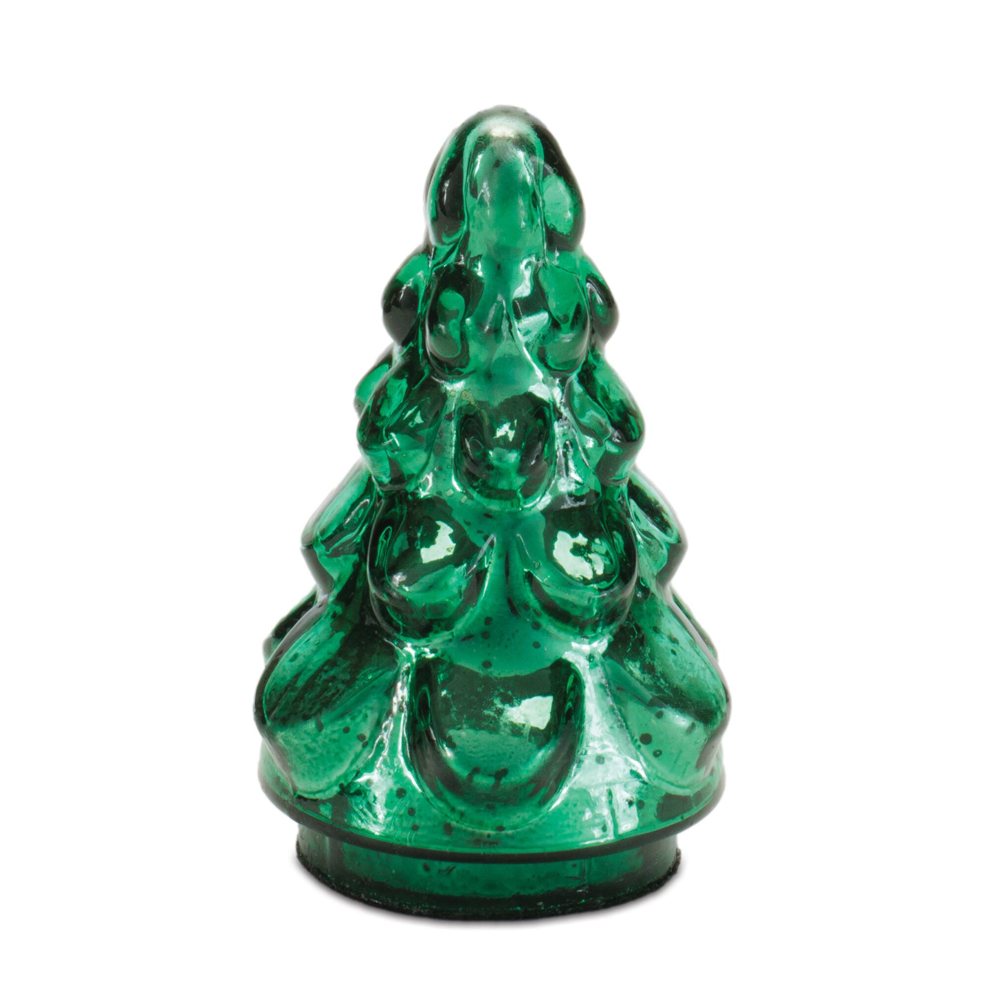 Mercury 4" Green Glass Christmas Tree Set