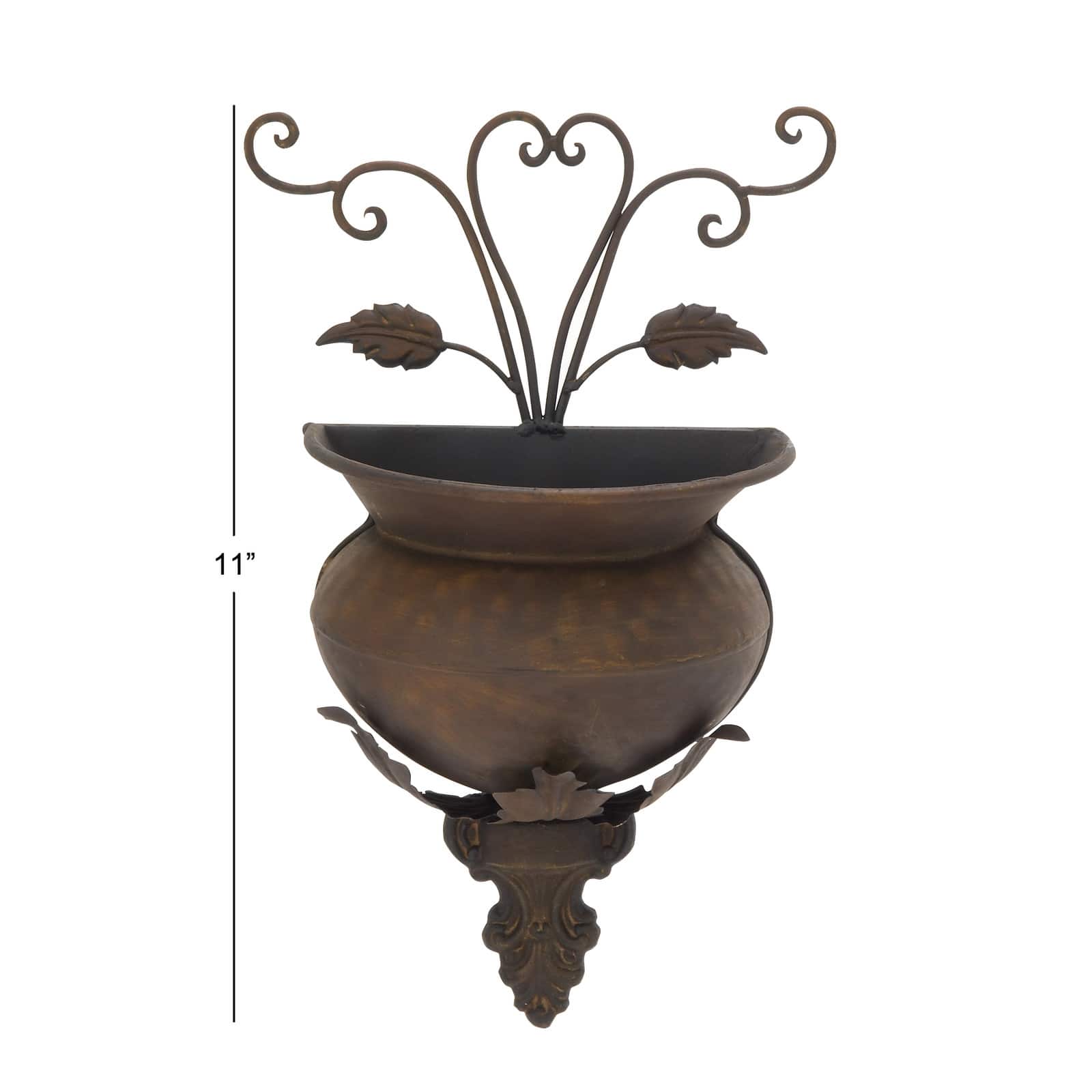 18" Dark Brown Iron Traditional Planter