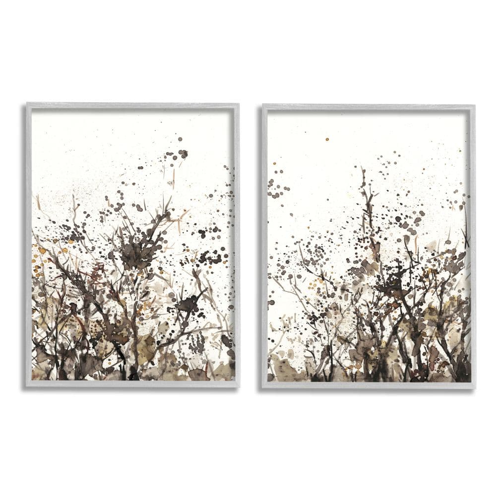 Stupell Industries Watercolor Field of Grassy Weeds Brown Tan Painting in Gray Frame Wall Art