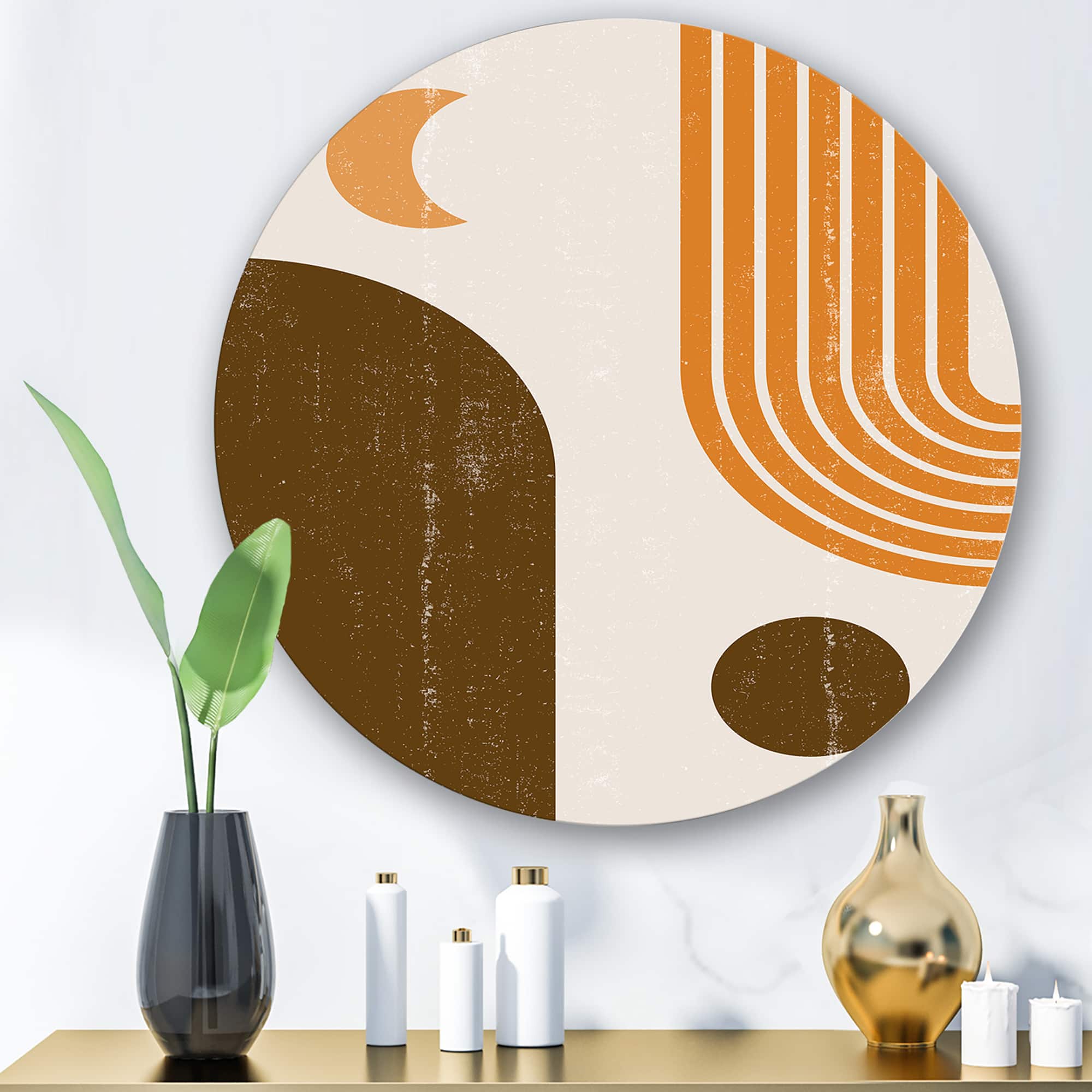 Designart - Abstract Geometric Rainbow In Earth Tones