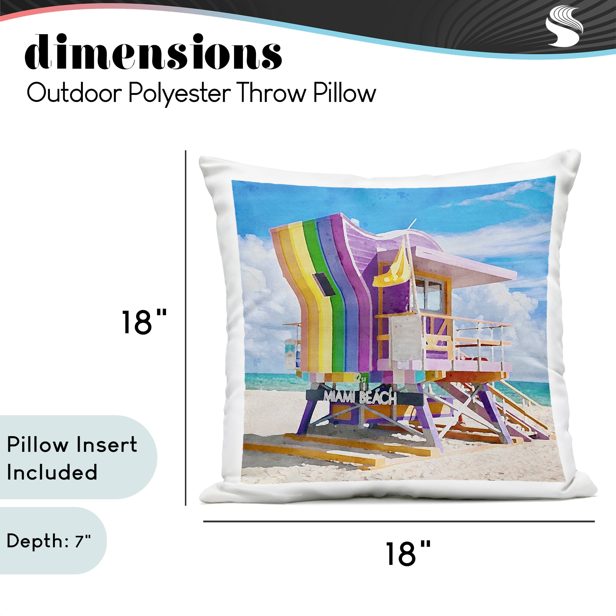 Stupell Industries 18" x 18" Purple Lifeguard Hut Outdoor Print Throw Pillow