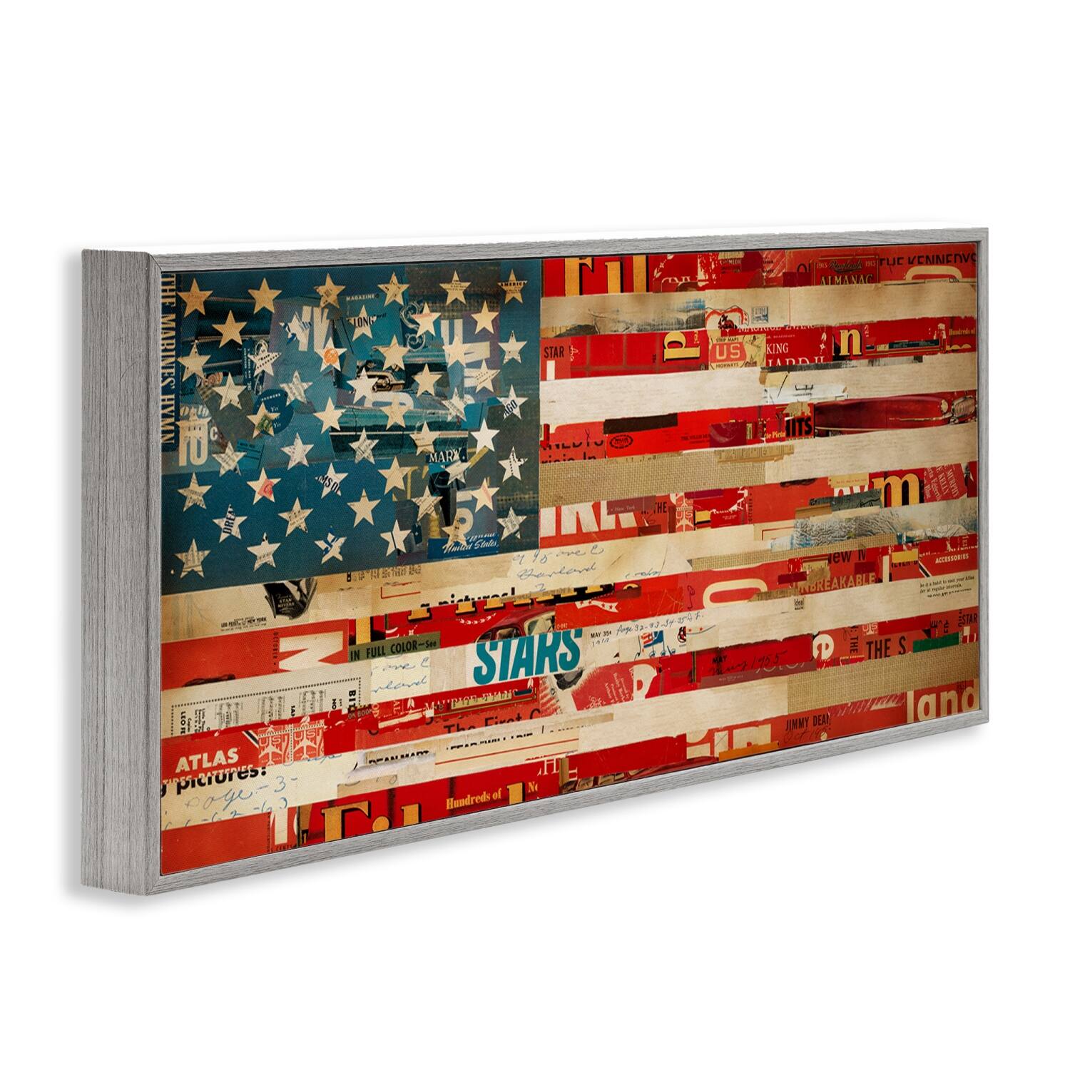 Stupell Industries Patriotic Collaged Flag Framed Giclee Art