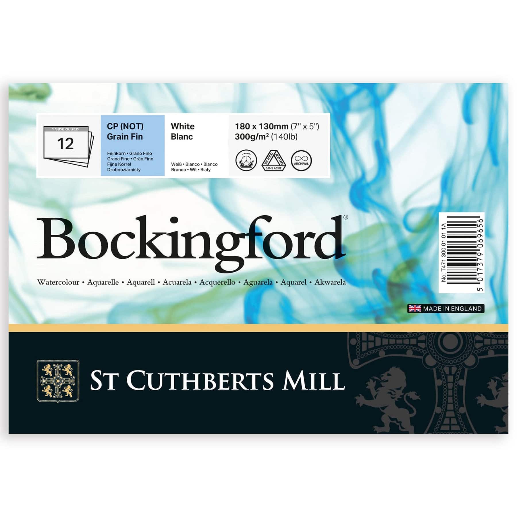 Bockingford® White Cold Pressed Glue Binding Watercolor Paper, 12 Sheets