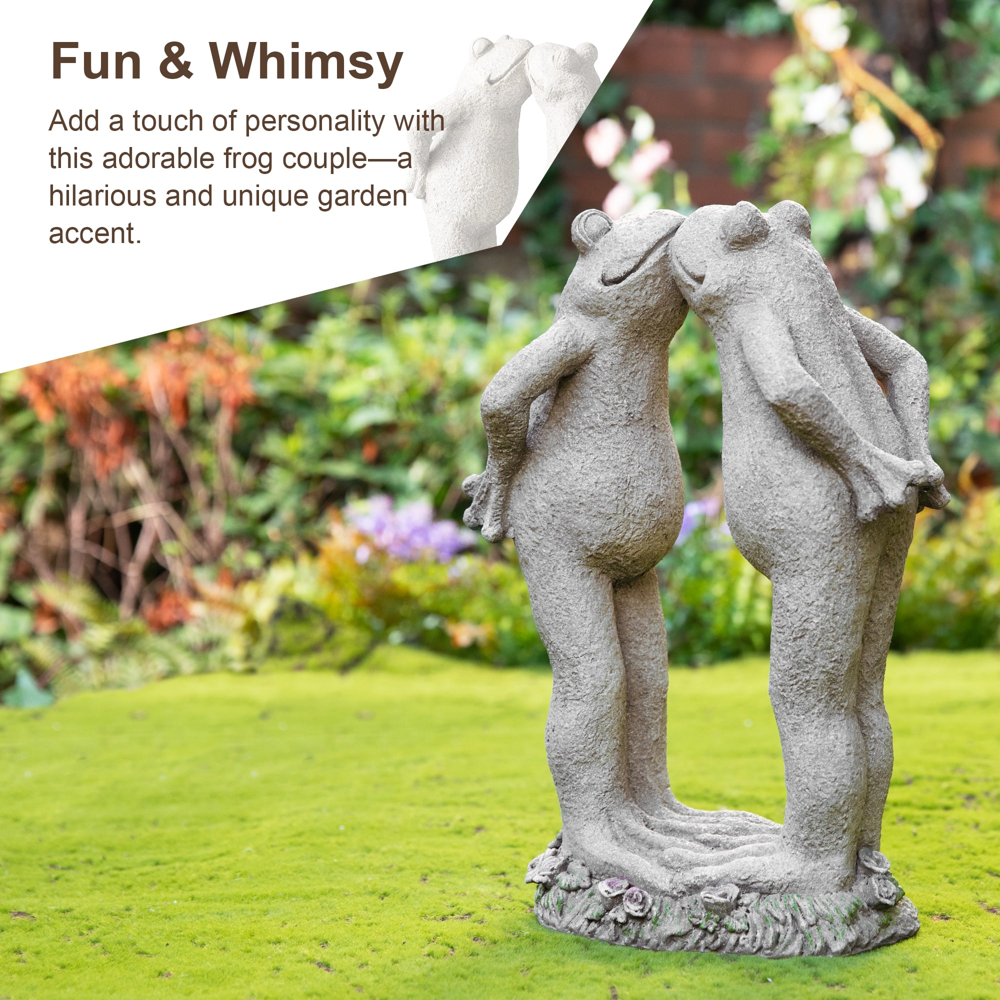 Glitzhome® 15.25" Resin Two Kissing Frog Statue