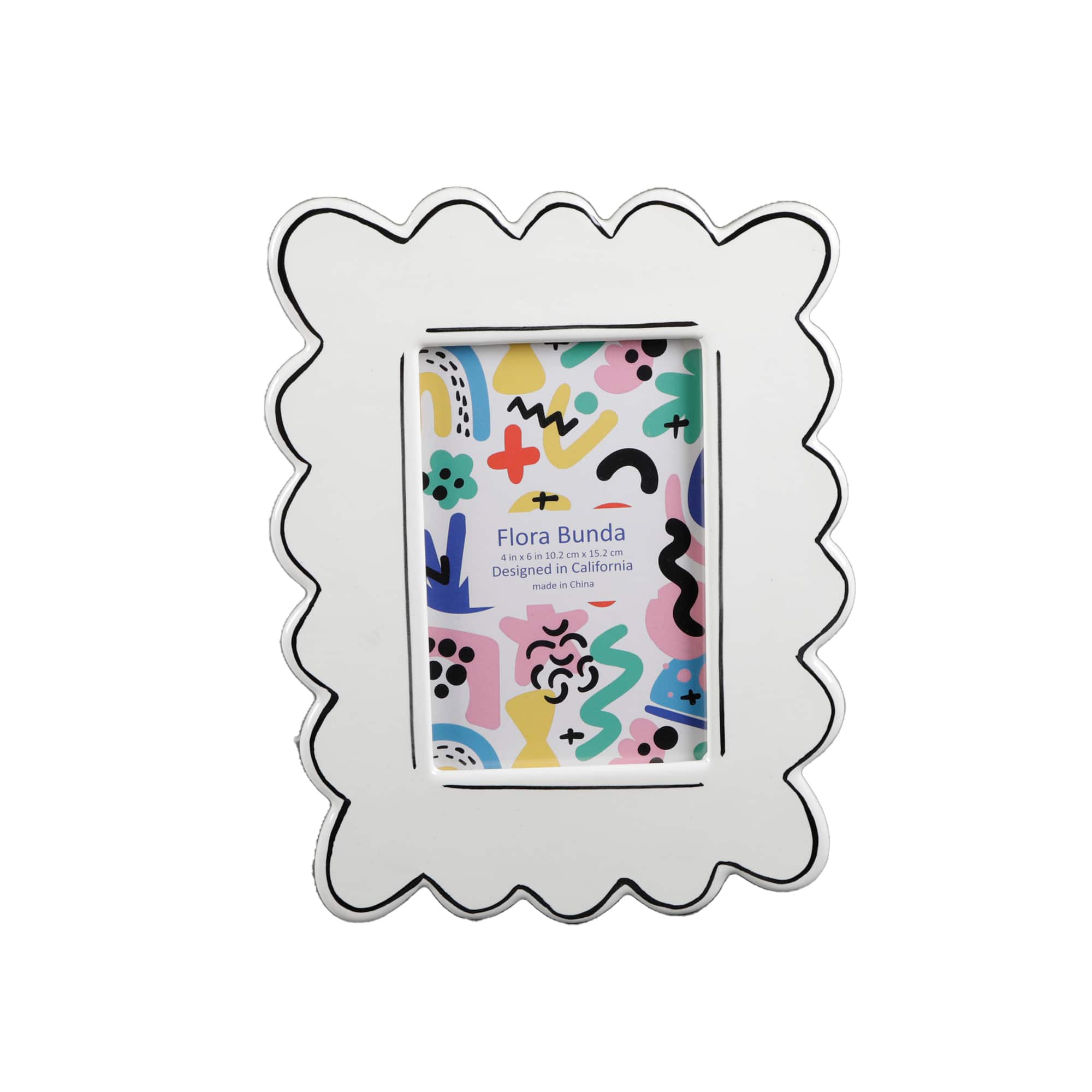 Flora Bunda® 4" x 6" Sand White Wavey with Sideline Ceramic Frame