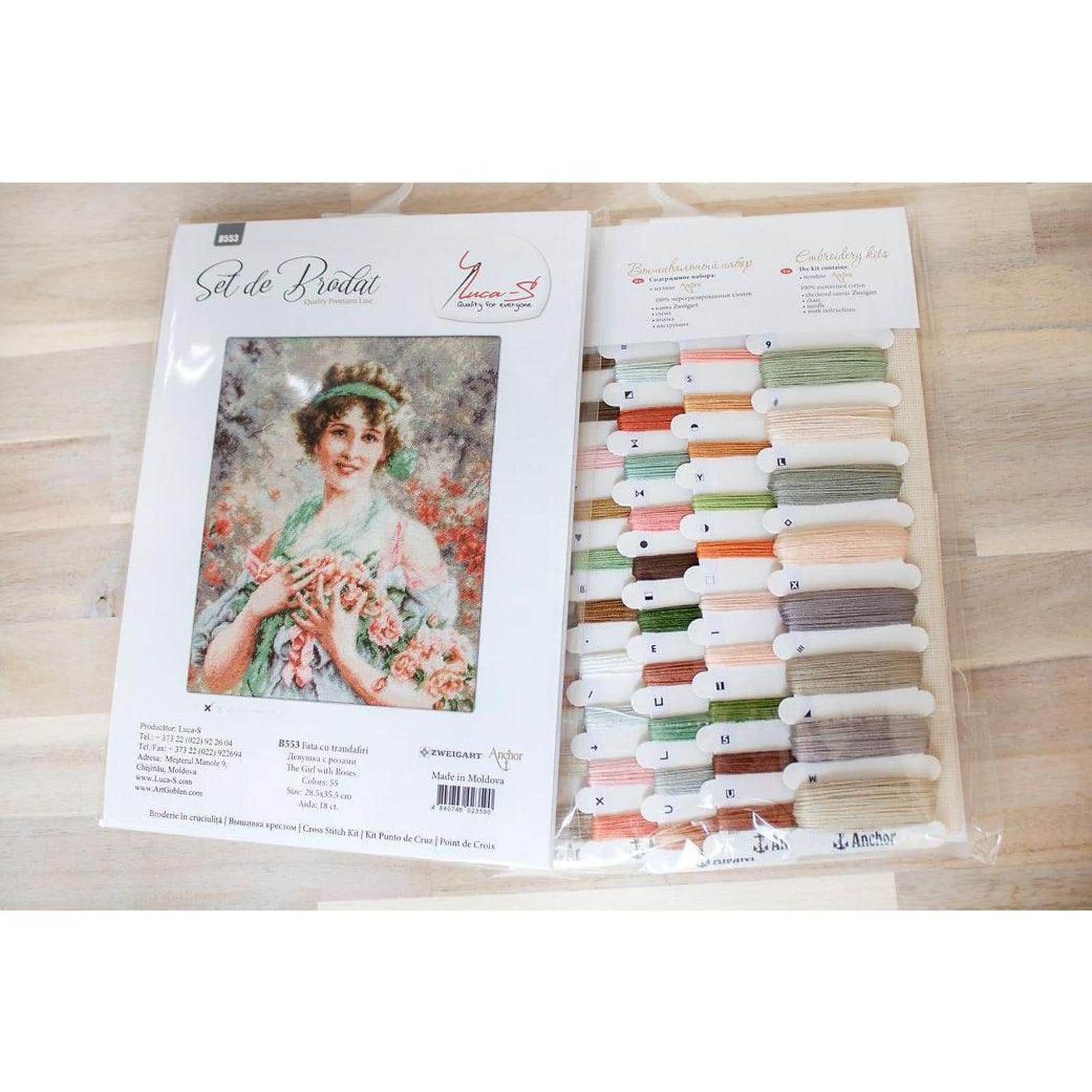 Luca-s The Girl With Roses Counted Cross Stitch Kit