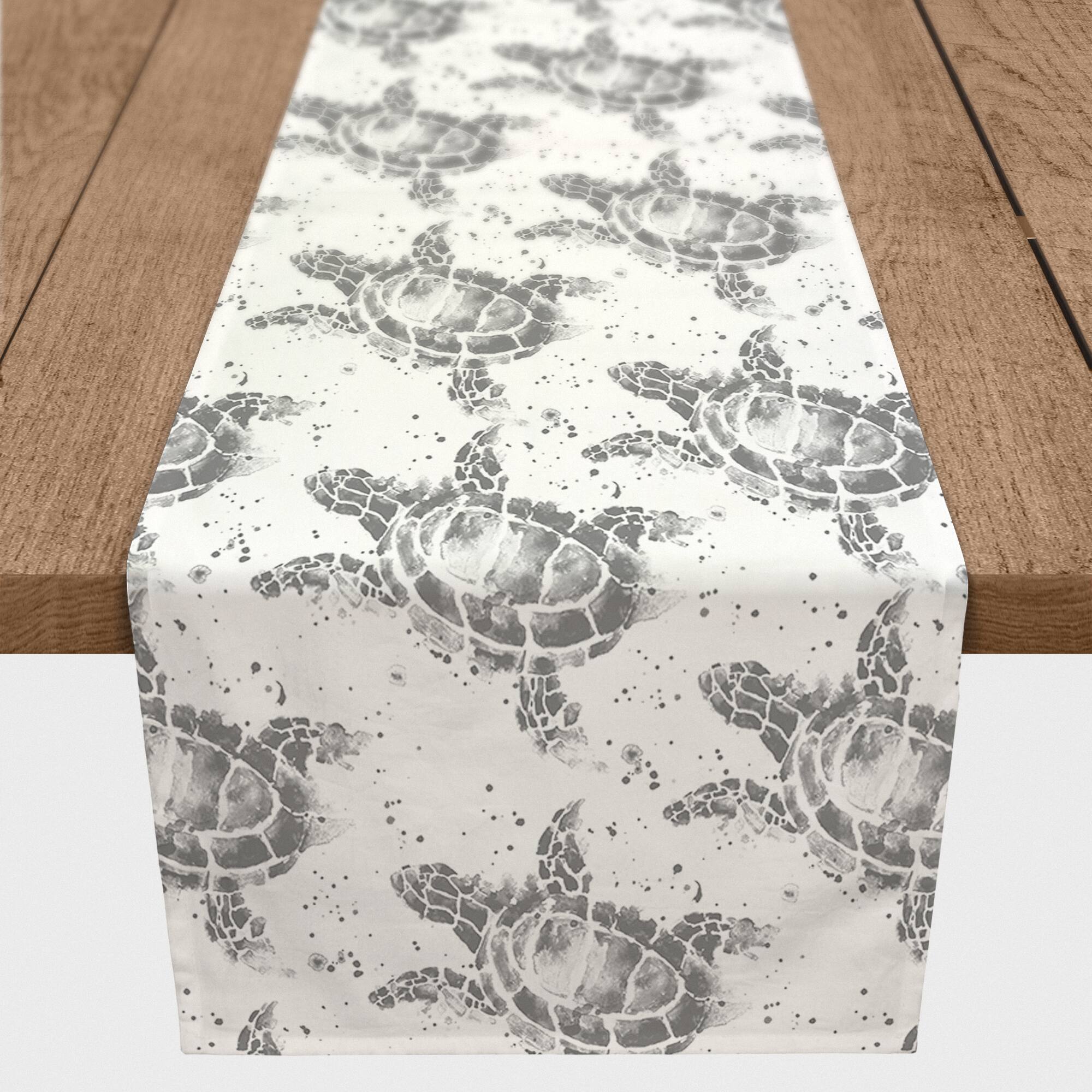 Sea Turtles With Paint Splatter Indoor/Outdoor Table Runner