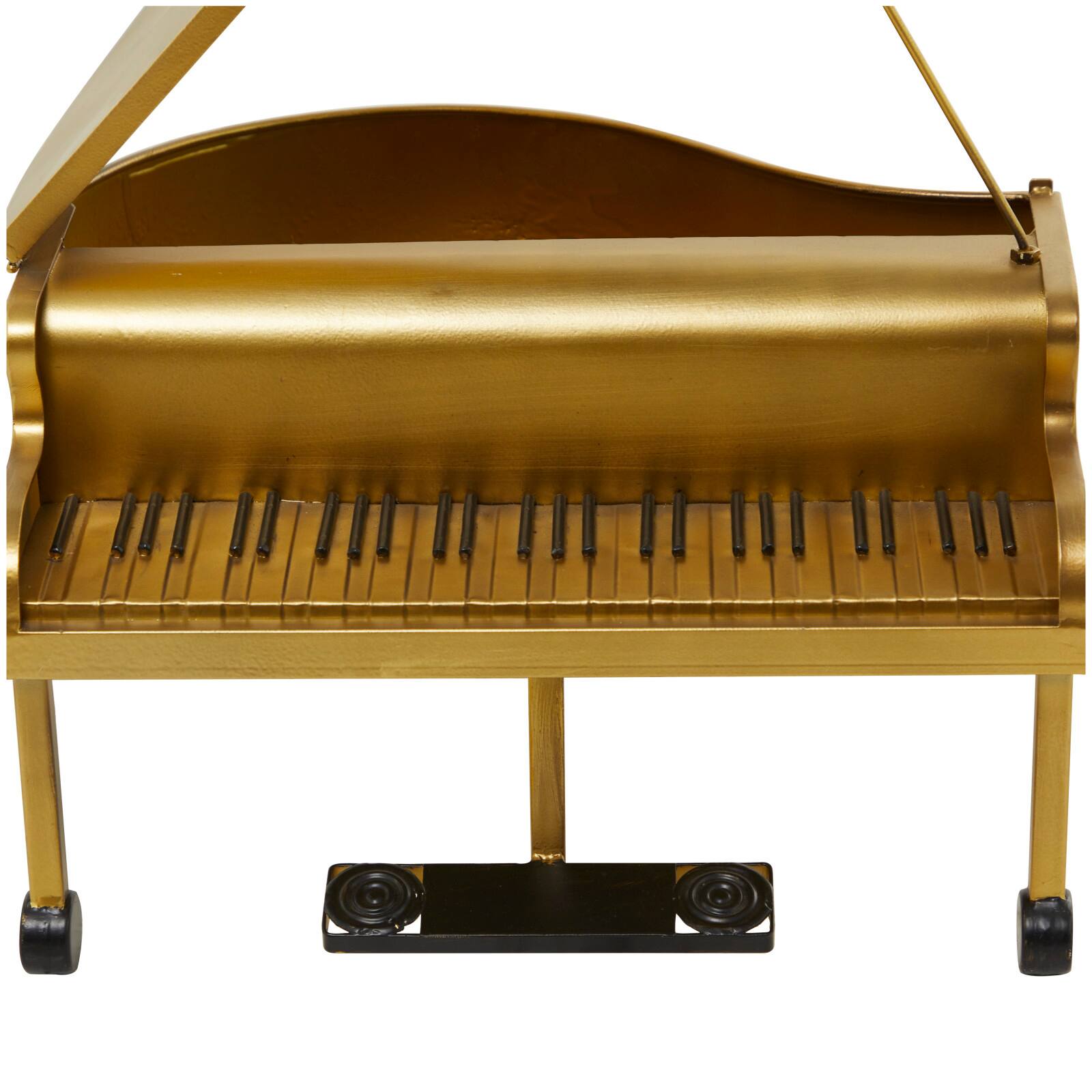 22" Gold Metal Piano Instrument Sculpture