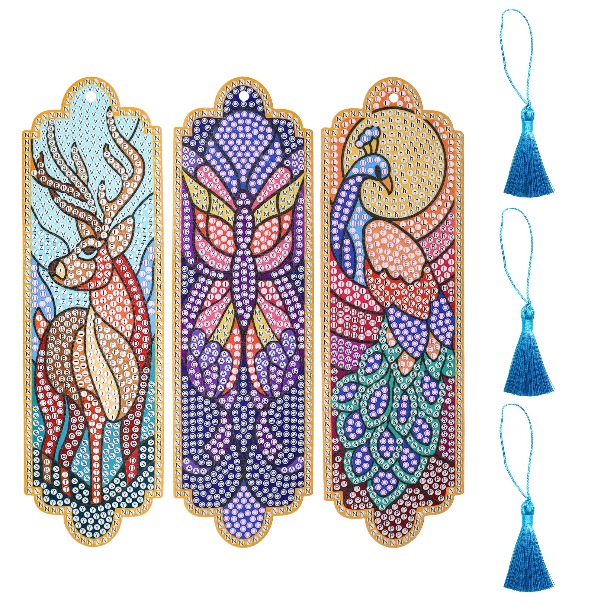 Stained Glass Animals 3-Piece Diamond Art Bookmark Kit by Make Market®