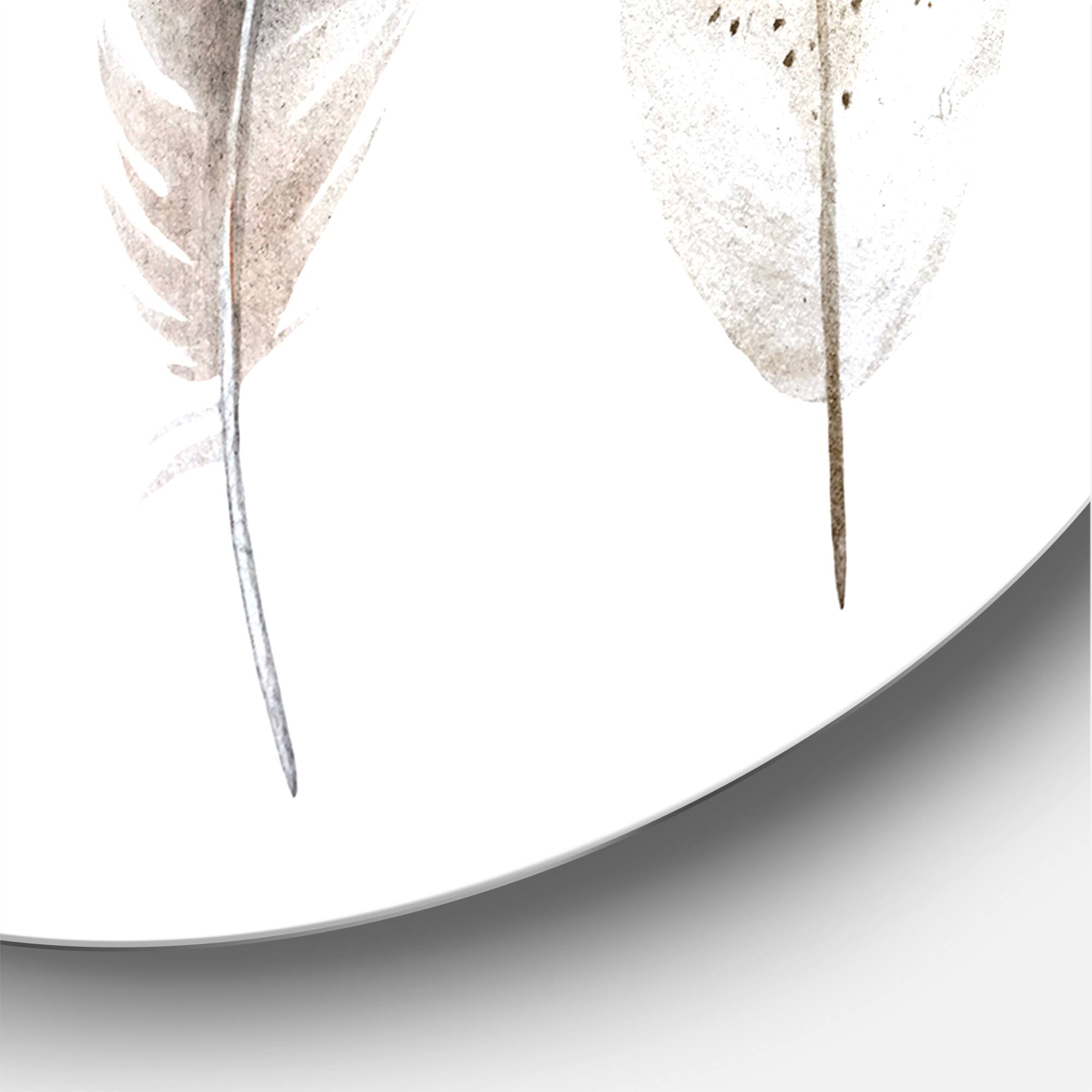 Designart - Colourful Boho Feathers II - Bohemian & Eclectic Metal Circle Wall Art
