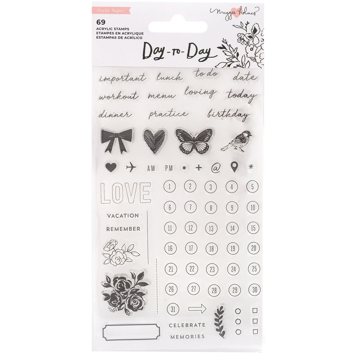 American Crafts™ Maggie Holmes Day-To-Day Planner Clear Stamp Set