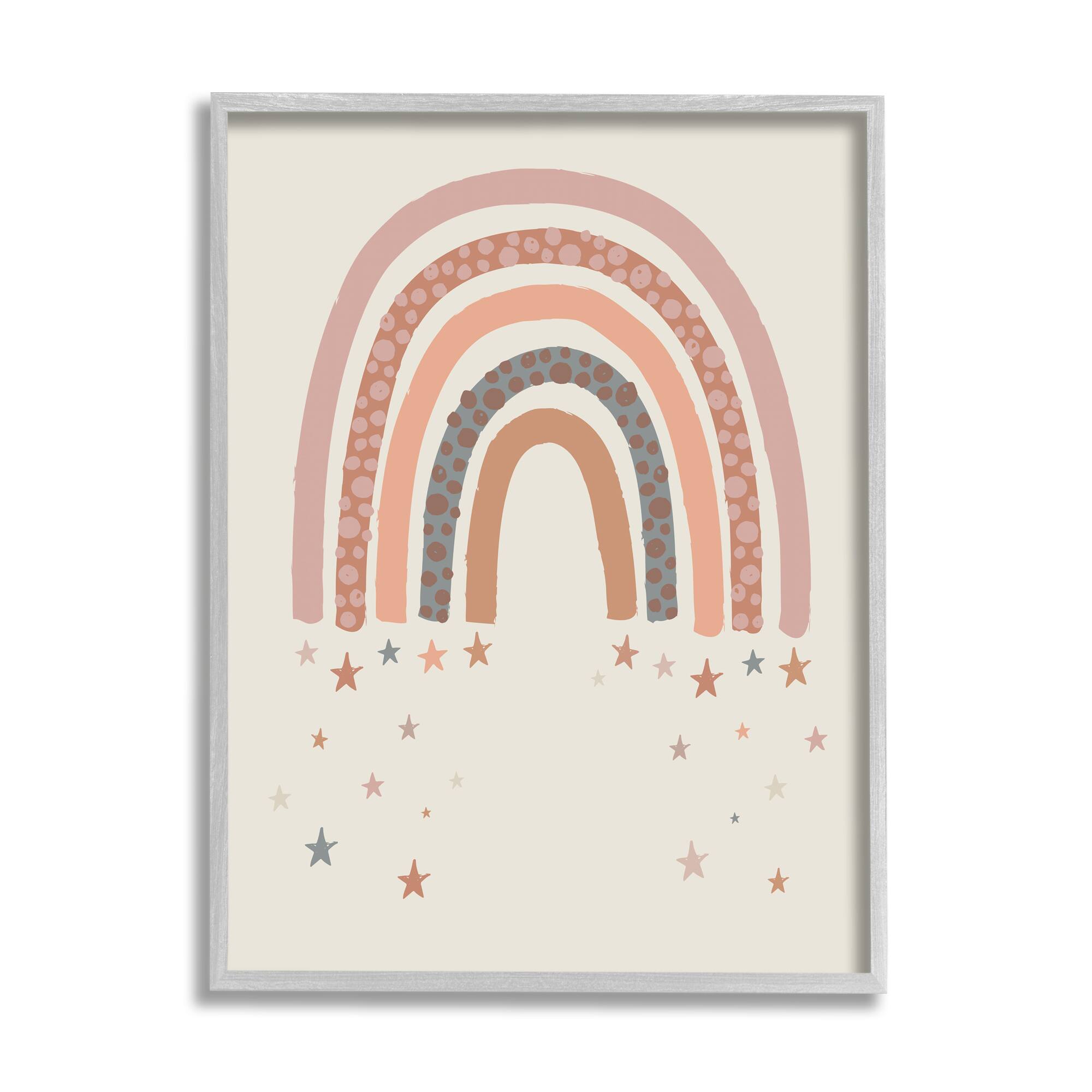 Stupell Industries Desert Rainbow Falling Stars Beige Pink in Gray Frame Wall Art