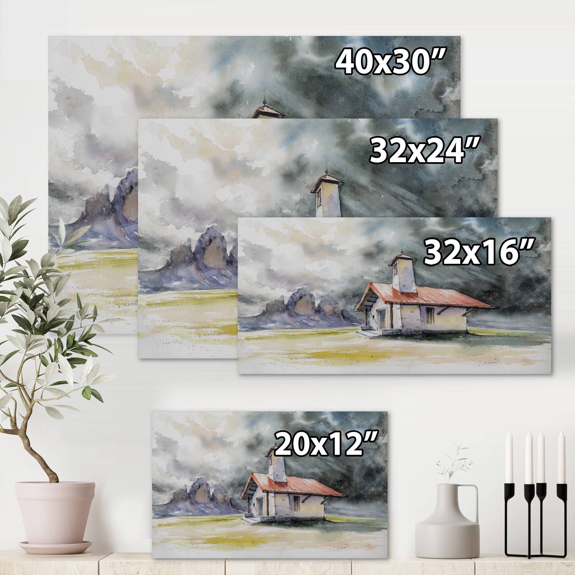 Designart - Rustic House On Mountain Top During Storm