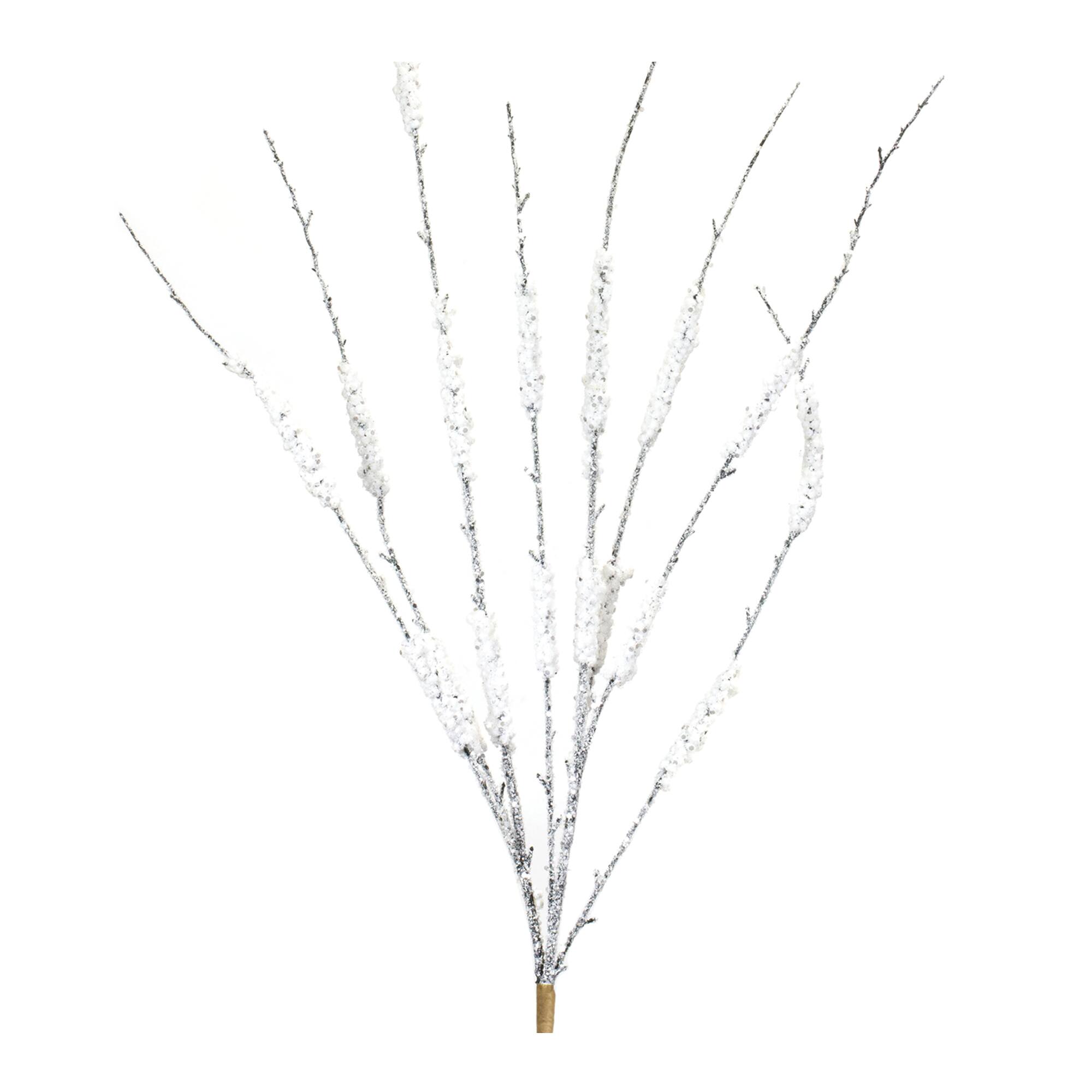 Silver Flocked Tinsel Branch, 12ct.
