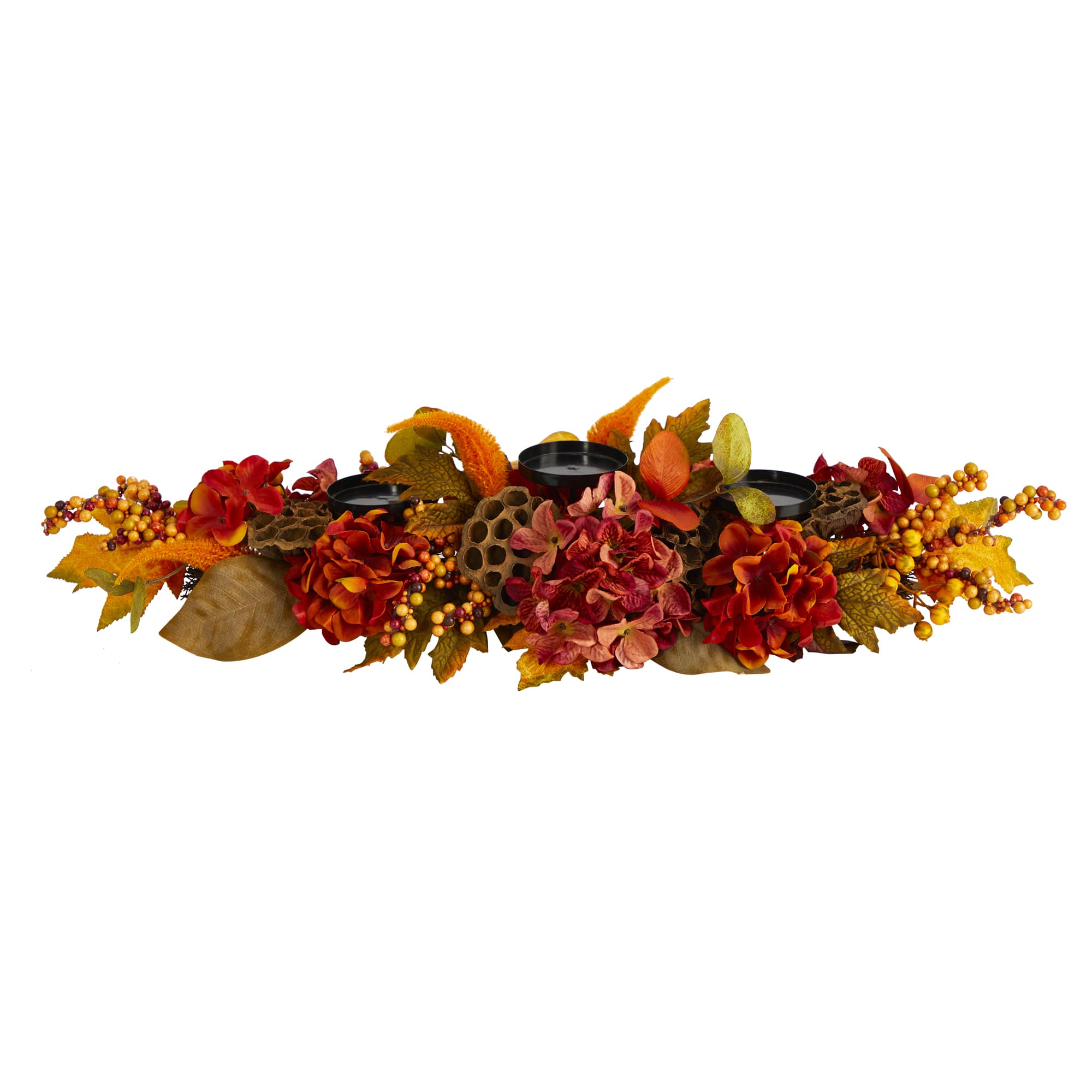 6" Fall Hydrangea, Lotus Seed & Berries Candelabrum